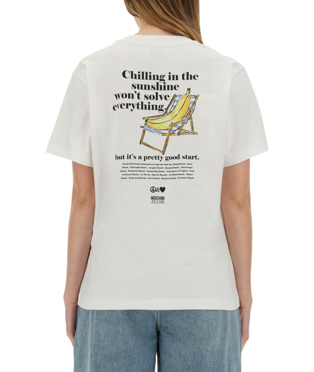 MOSCHINO JEANS Белая хлопковая футболка, фото 4