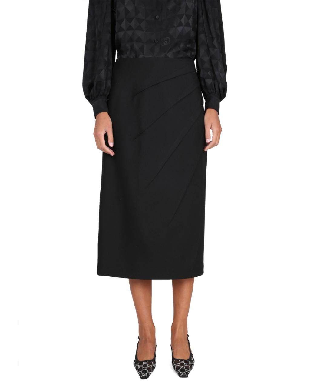 GUCCI Черная шерстяная юбка миди, фото 5