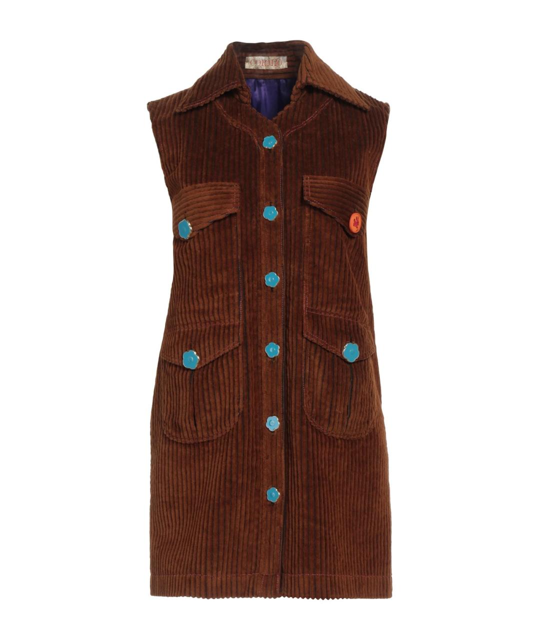 CORMIO Коричневое хлопковое повседневное платье, фото 1