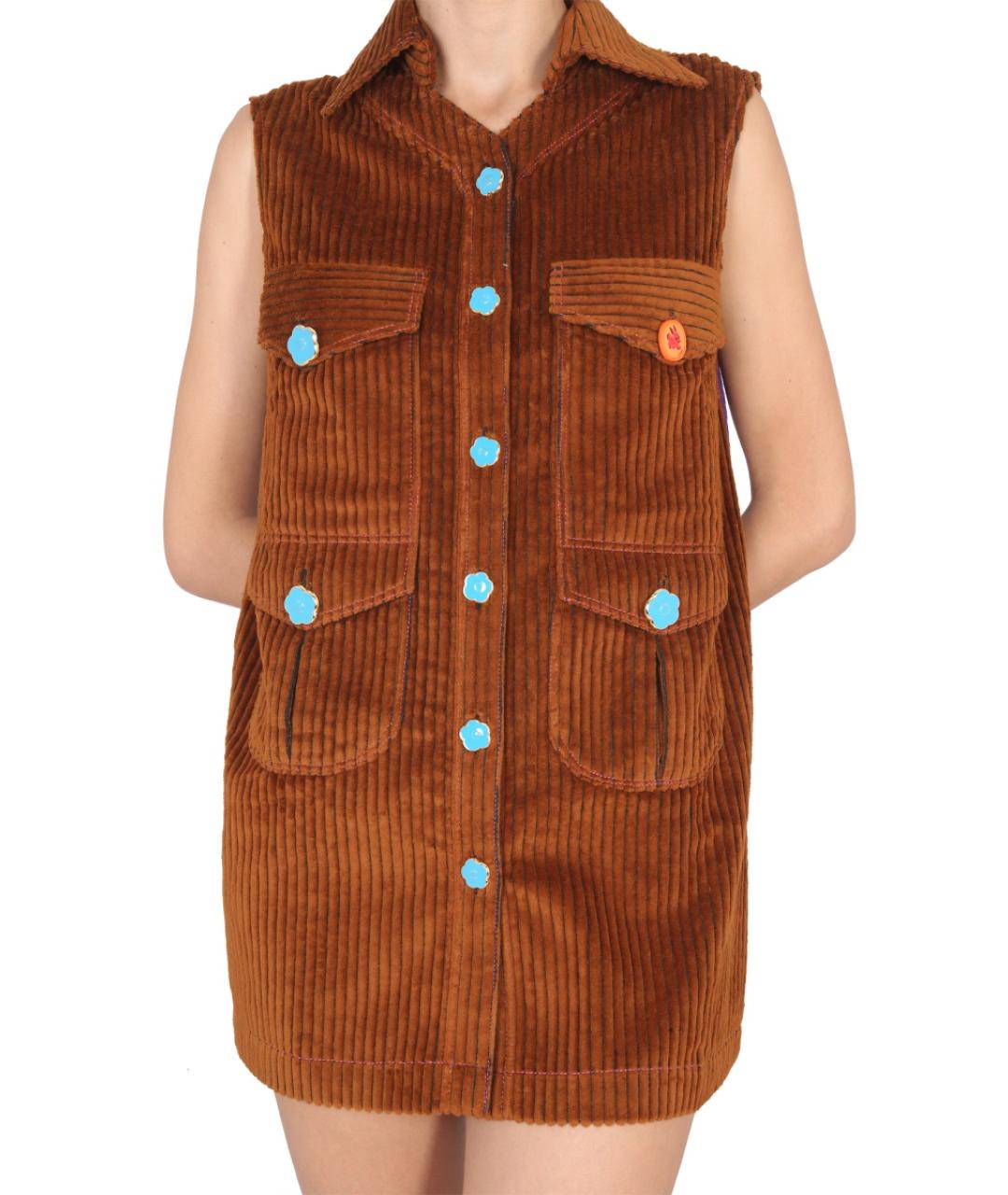 CORMIO Коричневое хлопковое повседневное платье, фото 5