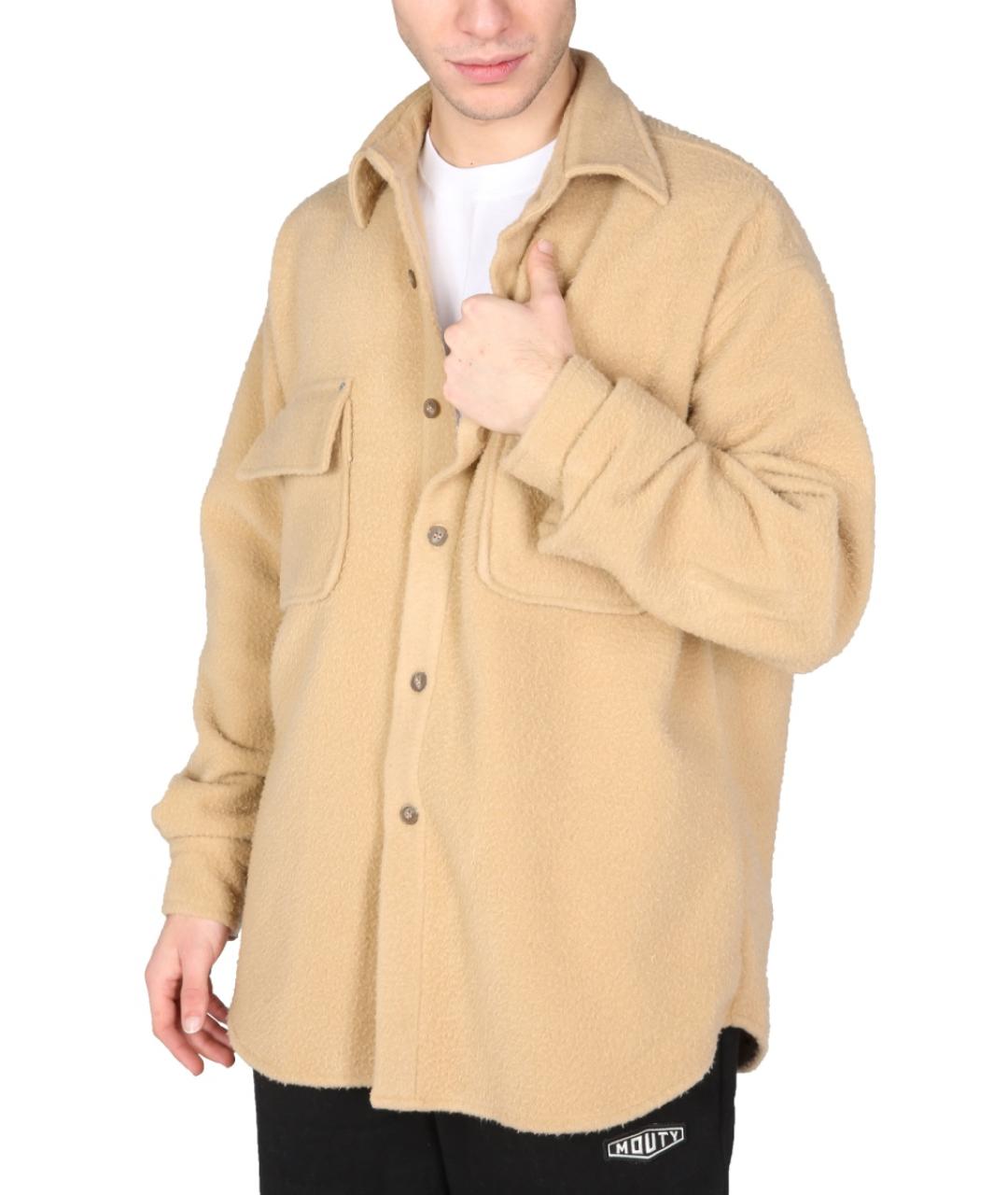 MOUTY Бежевая шерстяная кэжуал рубашка, фото 4