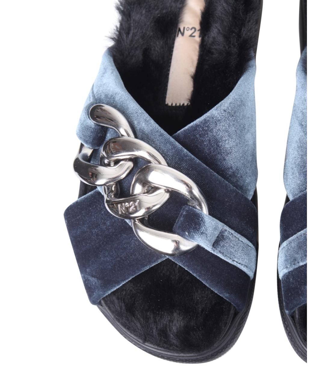 NO. 21 Синие текстильные шлепанцы, фото 3