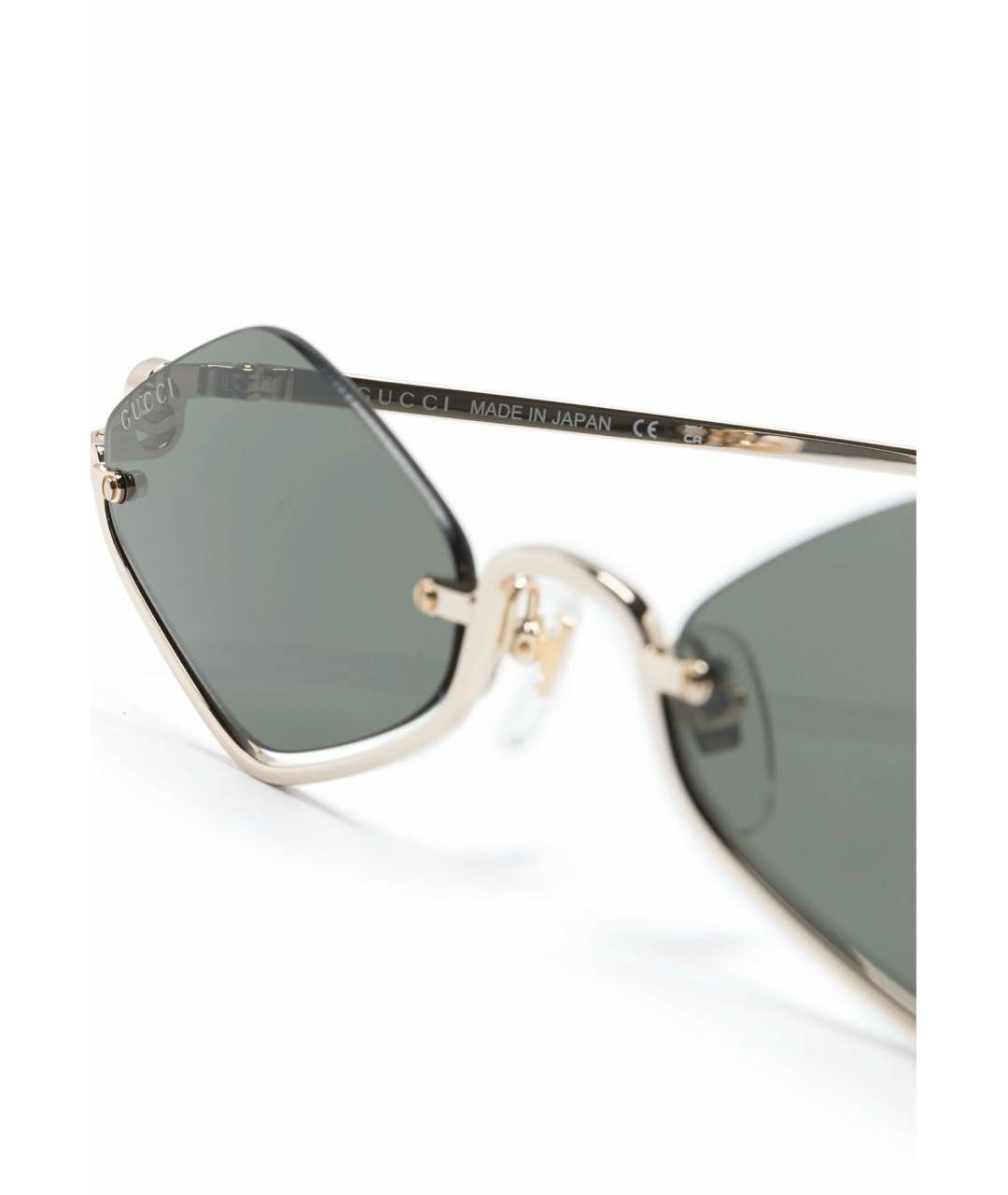 GUCCI Золотые металлические солнцезащитные очки, фото 4