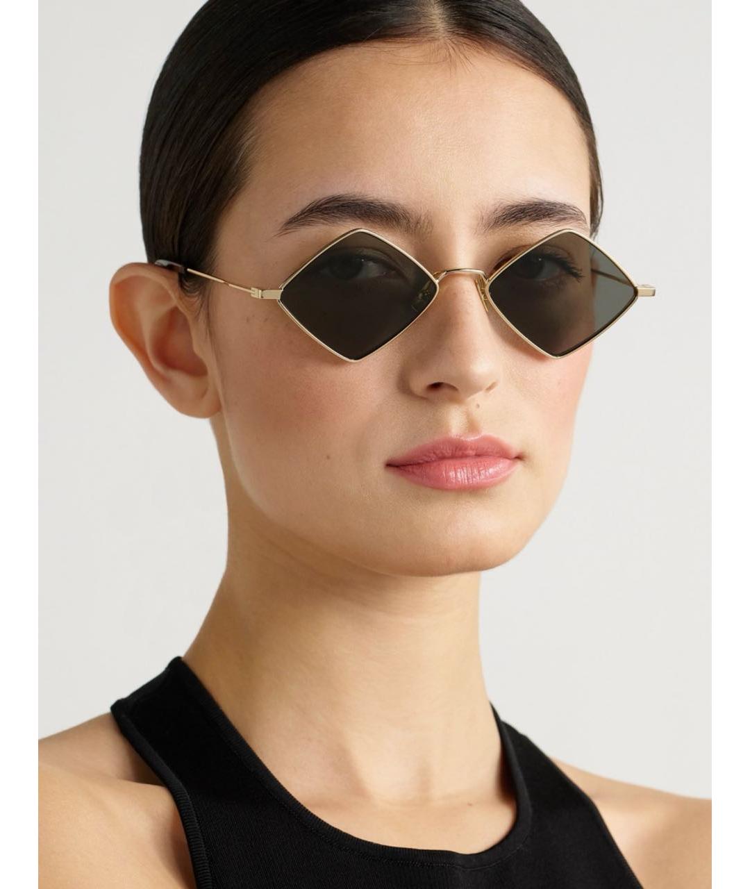 SAINT LAURENT Золотые металлические солнцезащитные очки, фото 2