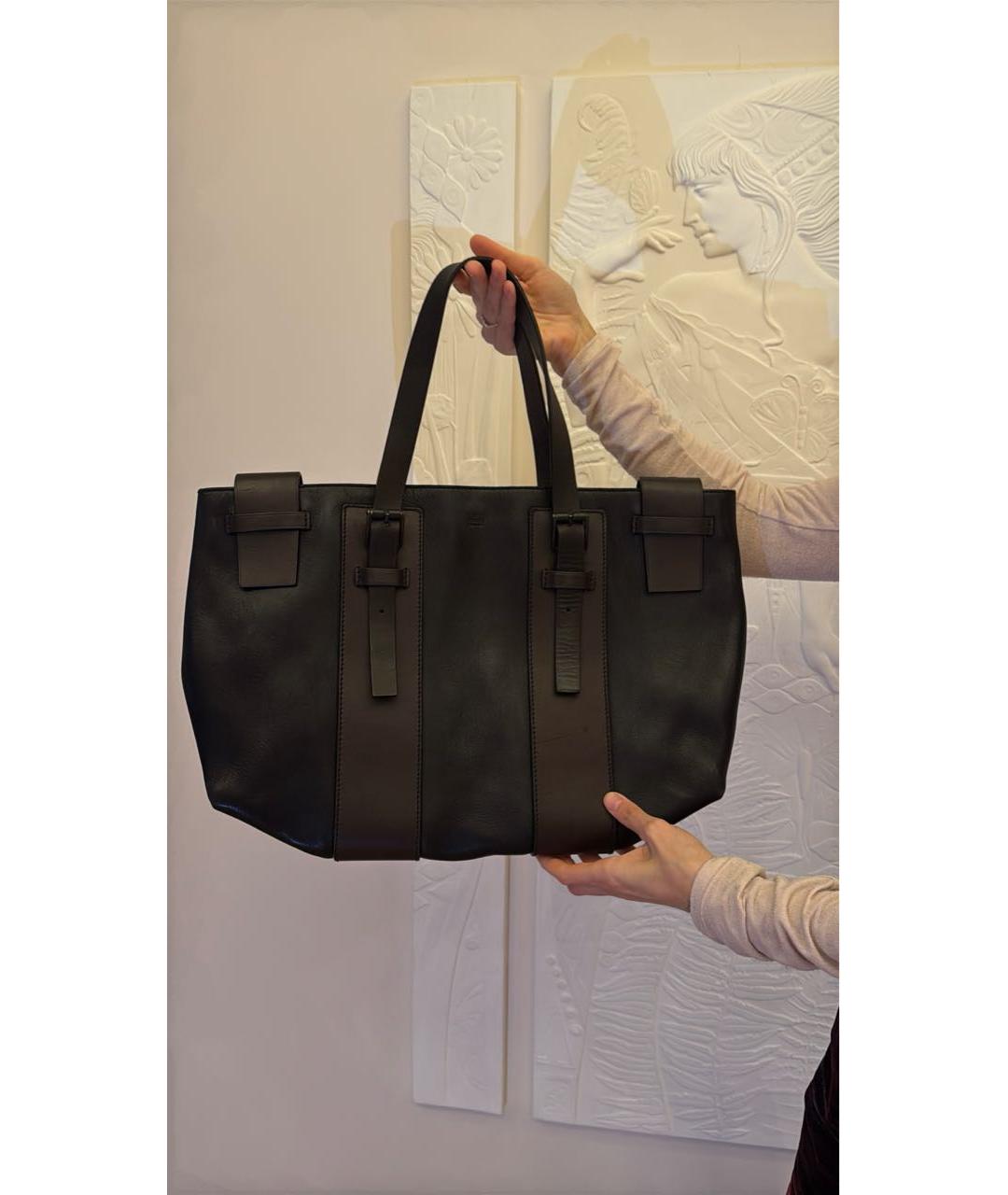 GUCCI Черная кожаная сумка тоут, фото 6