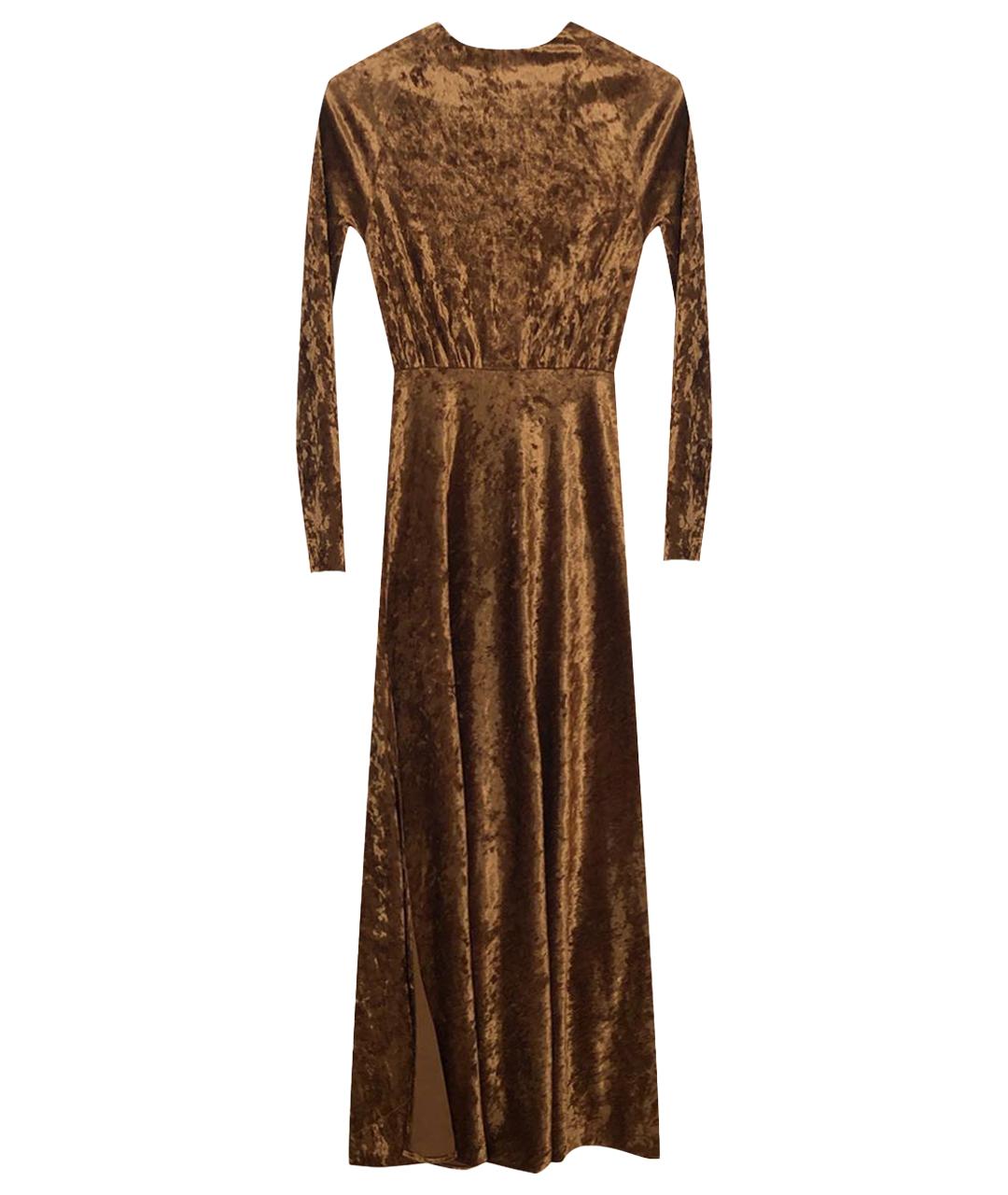 MAJE Горчичное велюровое вечернее платье, фото 1
