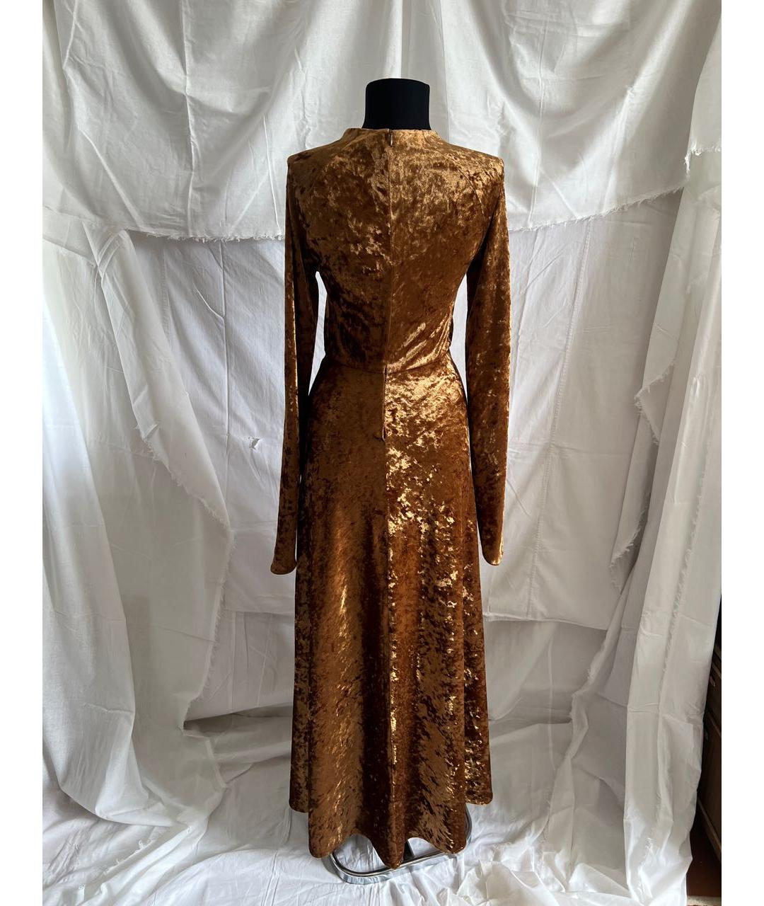 MAJE Горчичное велюровое вечернее платье, фото 6