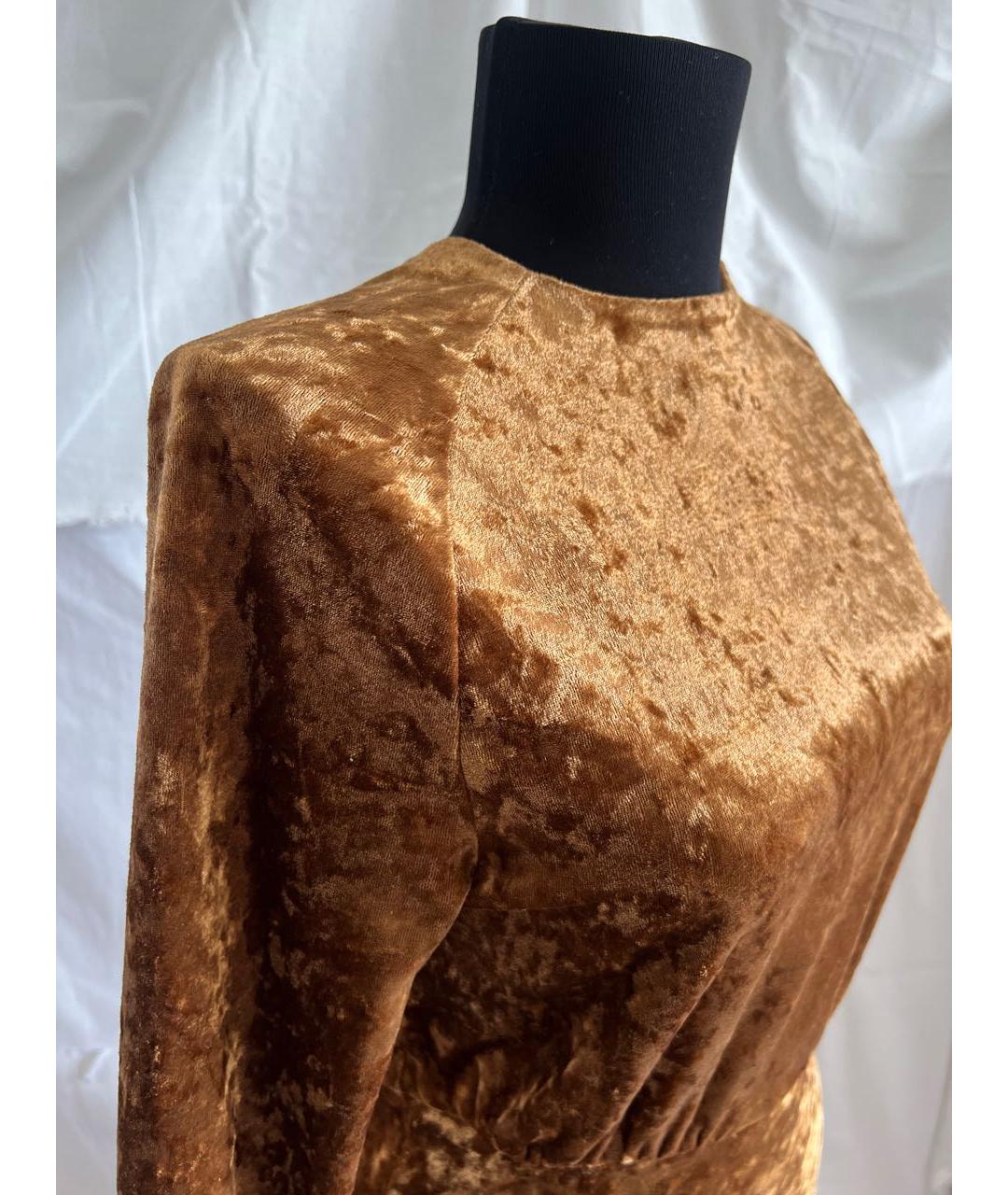 MAJE Горчичное велюровое вечернее платье, фото 8
