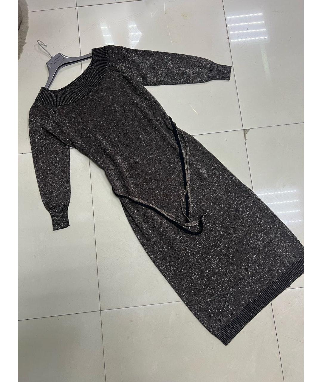 MISS BLUMARINE Коричневое вискозное платье, фото 4