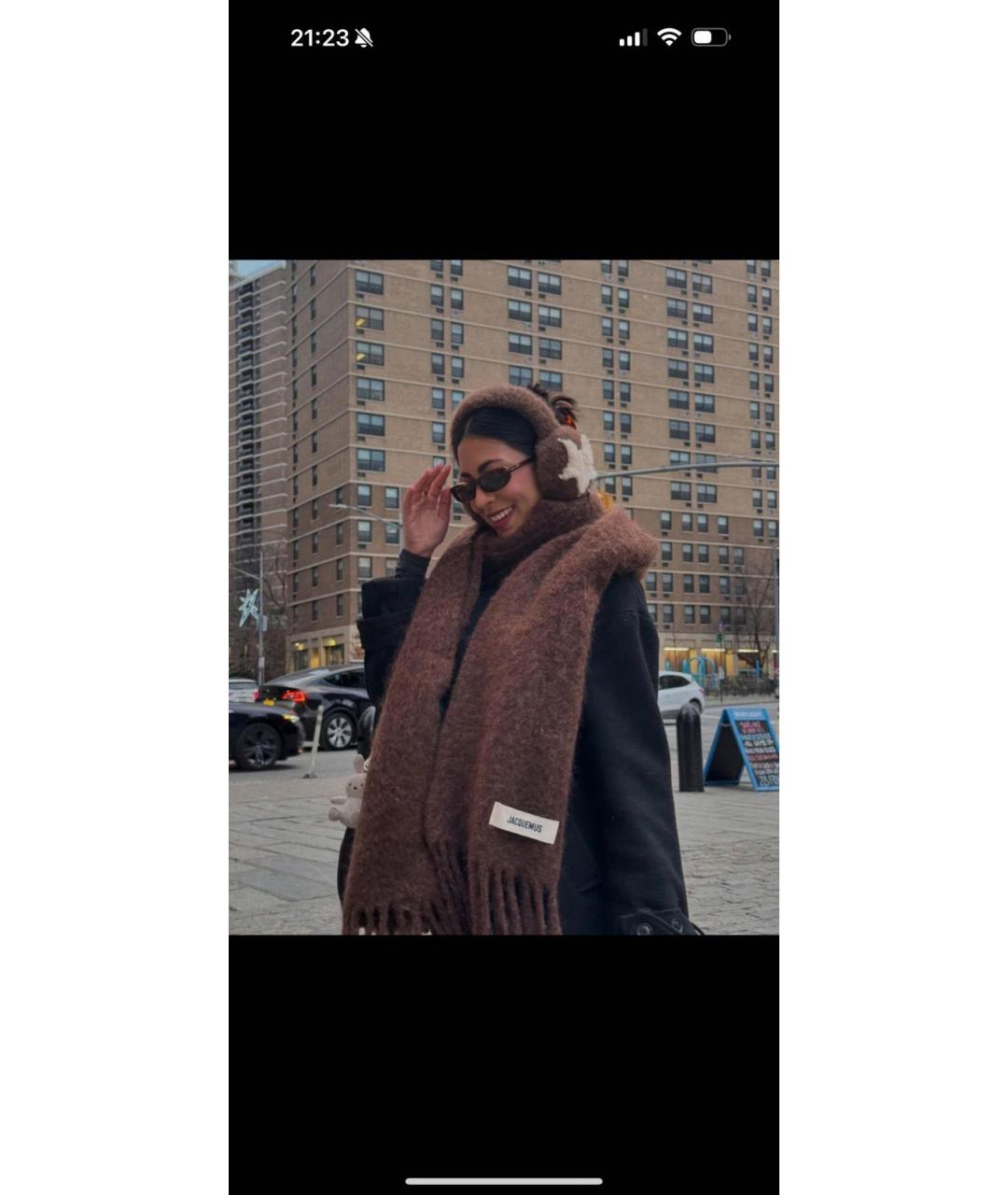 JACQUEMUS Коричневый шерстяной шарф, фото 7