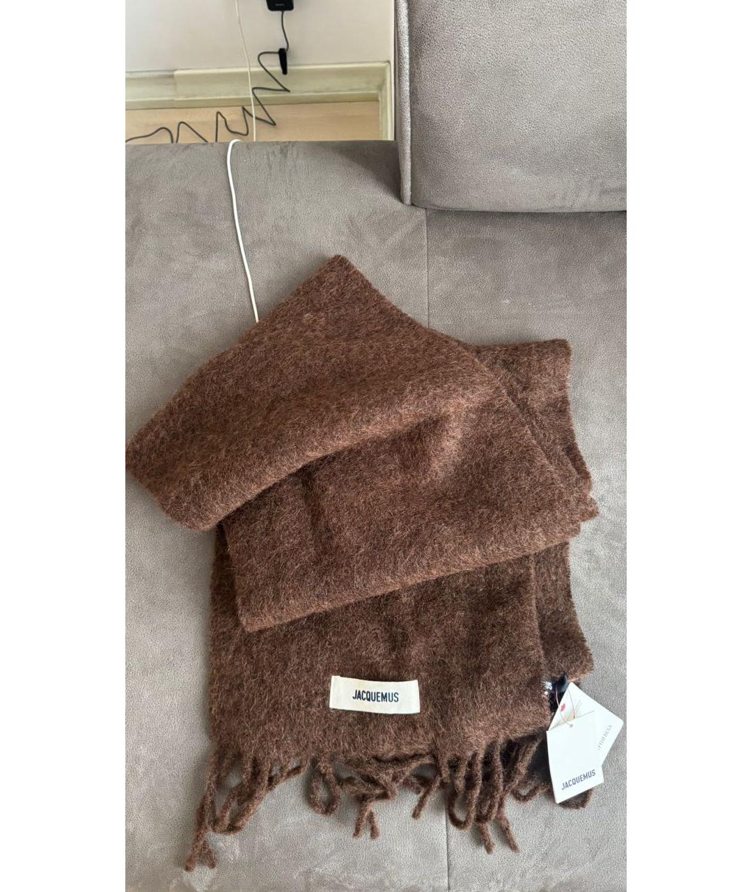 JACQUEMUS Коричневый шерстяной шарф, фото 6