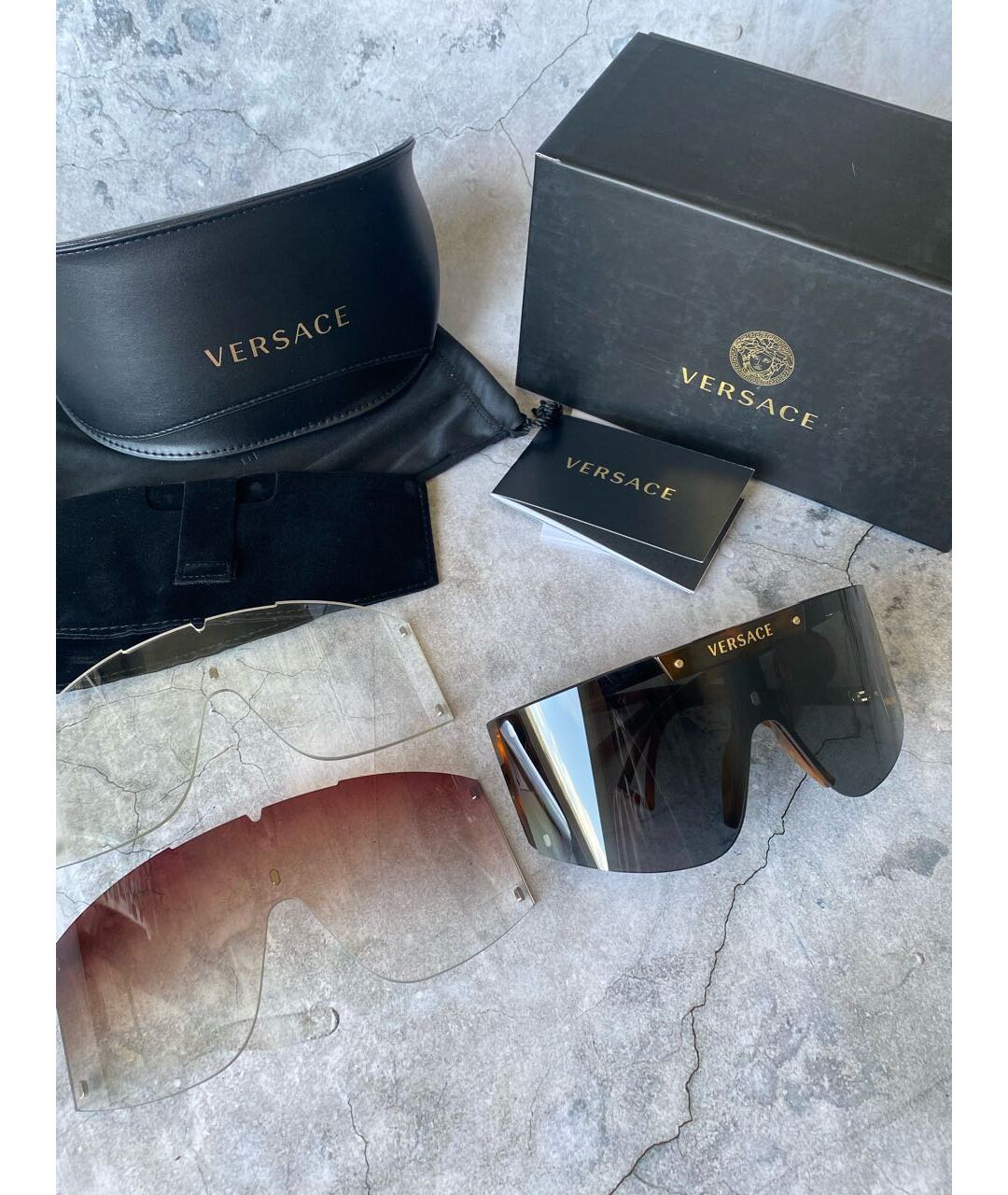 VERSACE Коричневые пластиковые солнцезащитные очки, фото 3