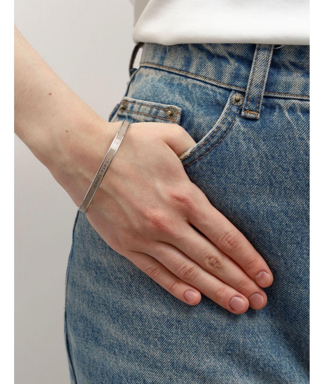 HERMES Серый металлический браслет, фото 5