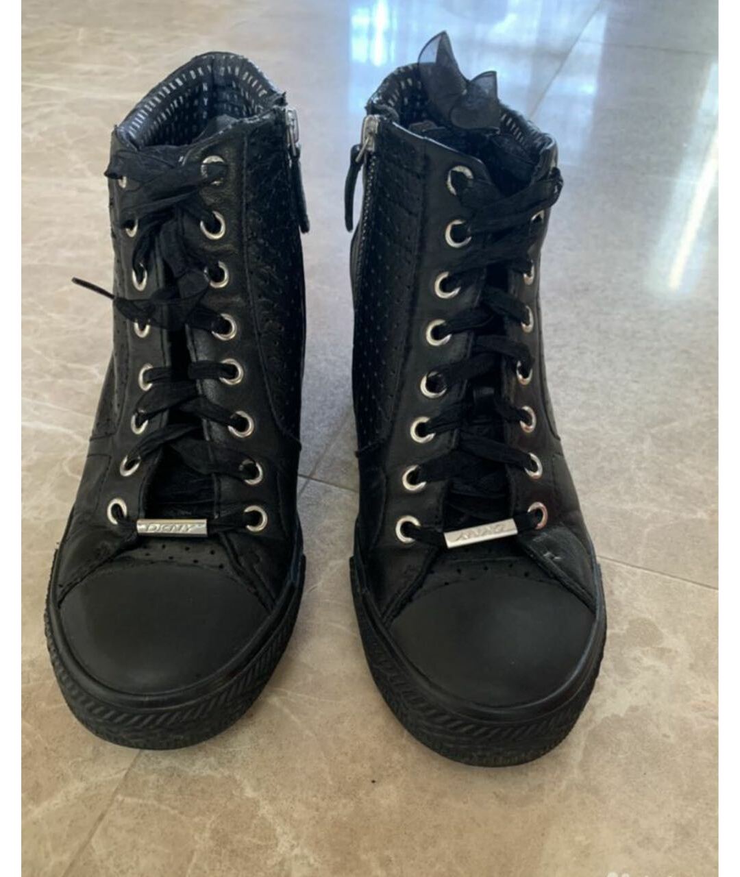 DKNY Черные кожаные кроссовки, фото 5