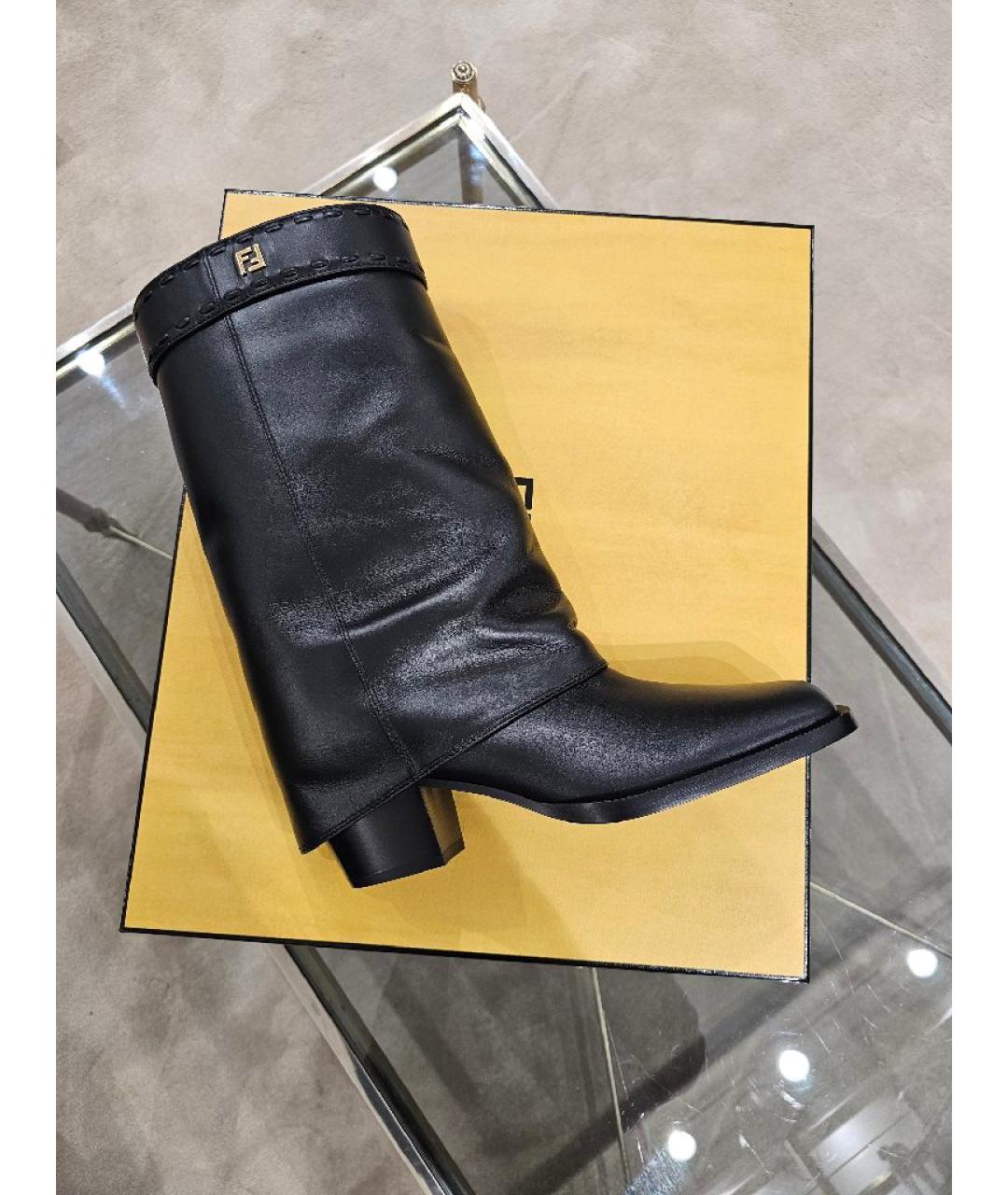FENDI Черные кожаные сапоги, фото 4