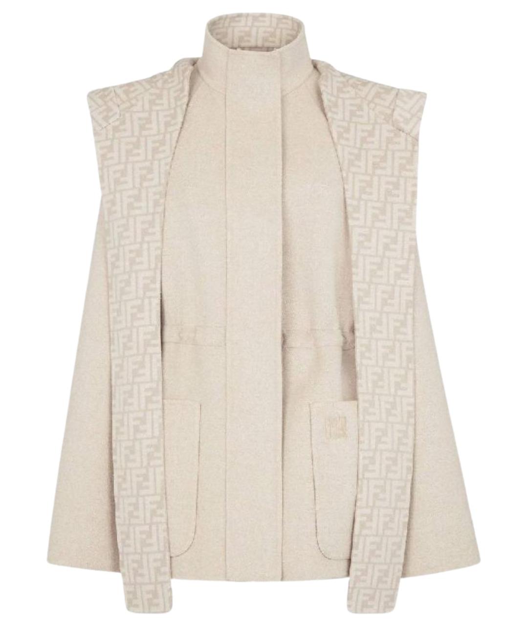 FENDI Бежевая шерстяная парка, фото 1