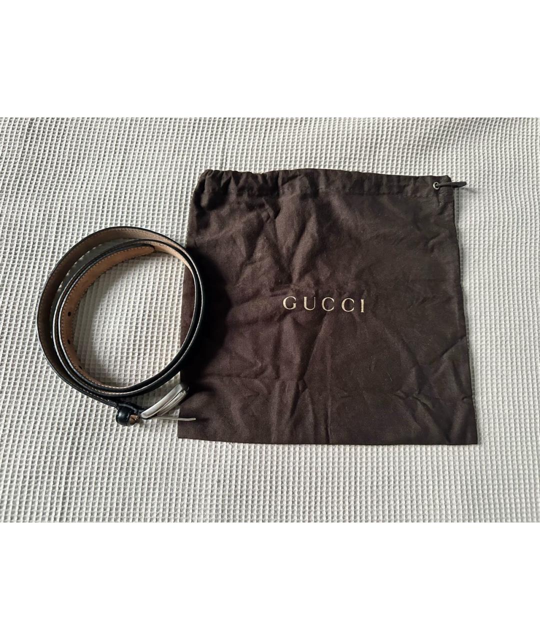 GUCCI Черный кожаный ремень, фото 6