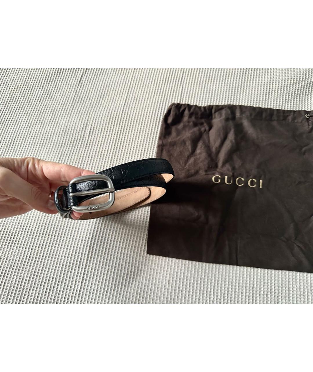 GUCCI Черный кожаный ремень, фото 2