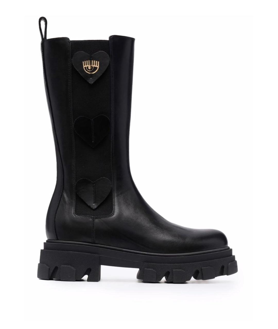 CHIARA FERRAGNI Черные кожаные полусапоги, фото 1