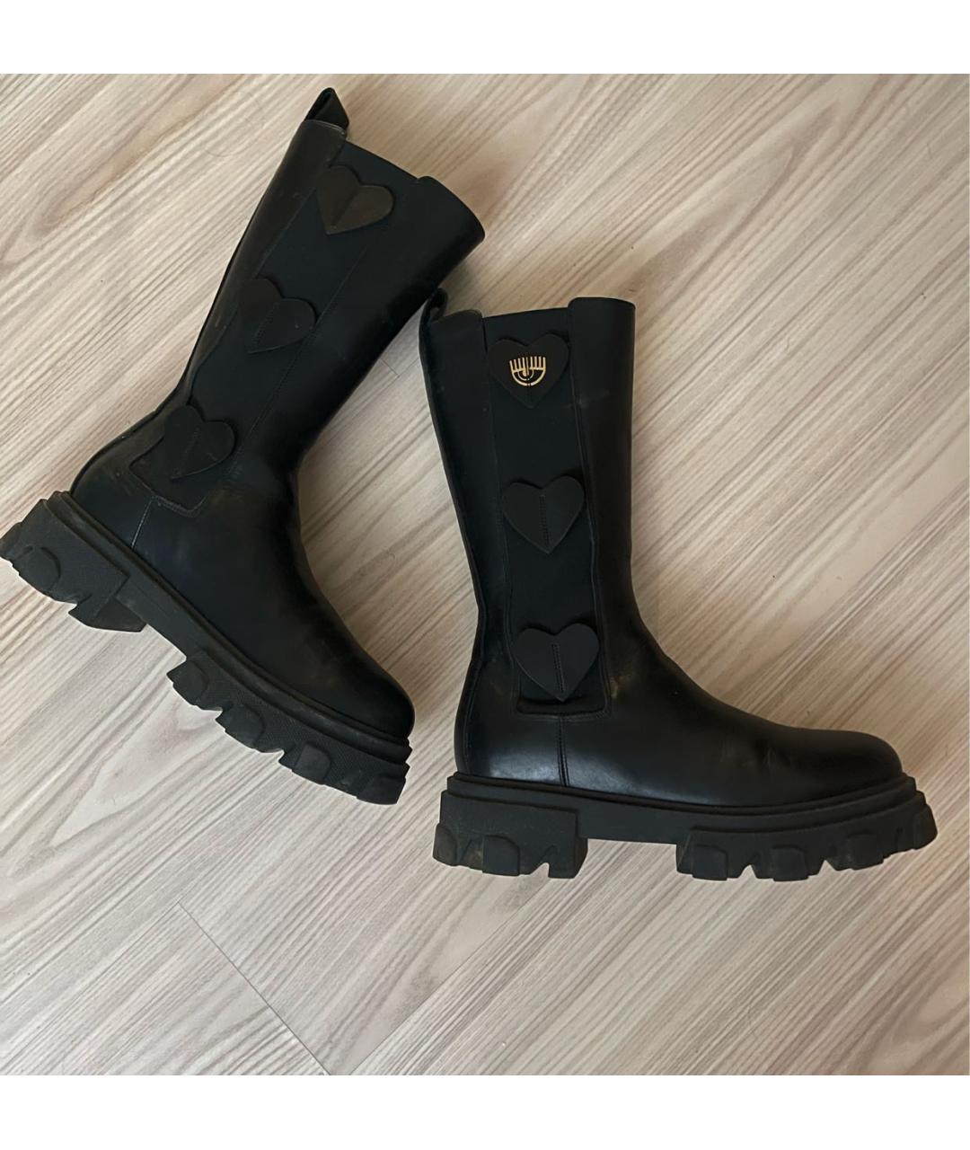 CHIARA FERRAGNI Черные кожаные полусапоги, фото 5