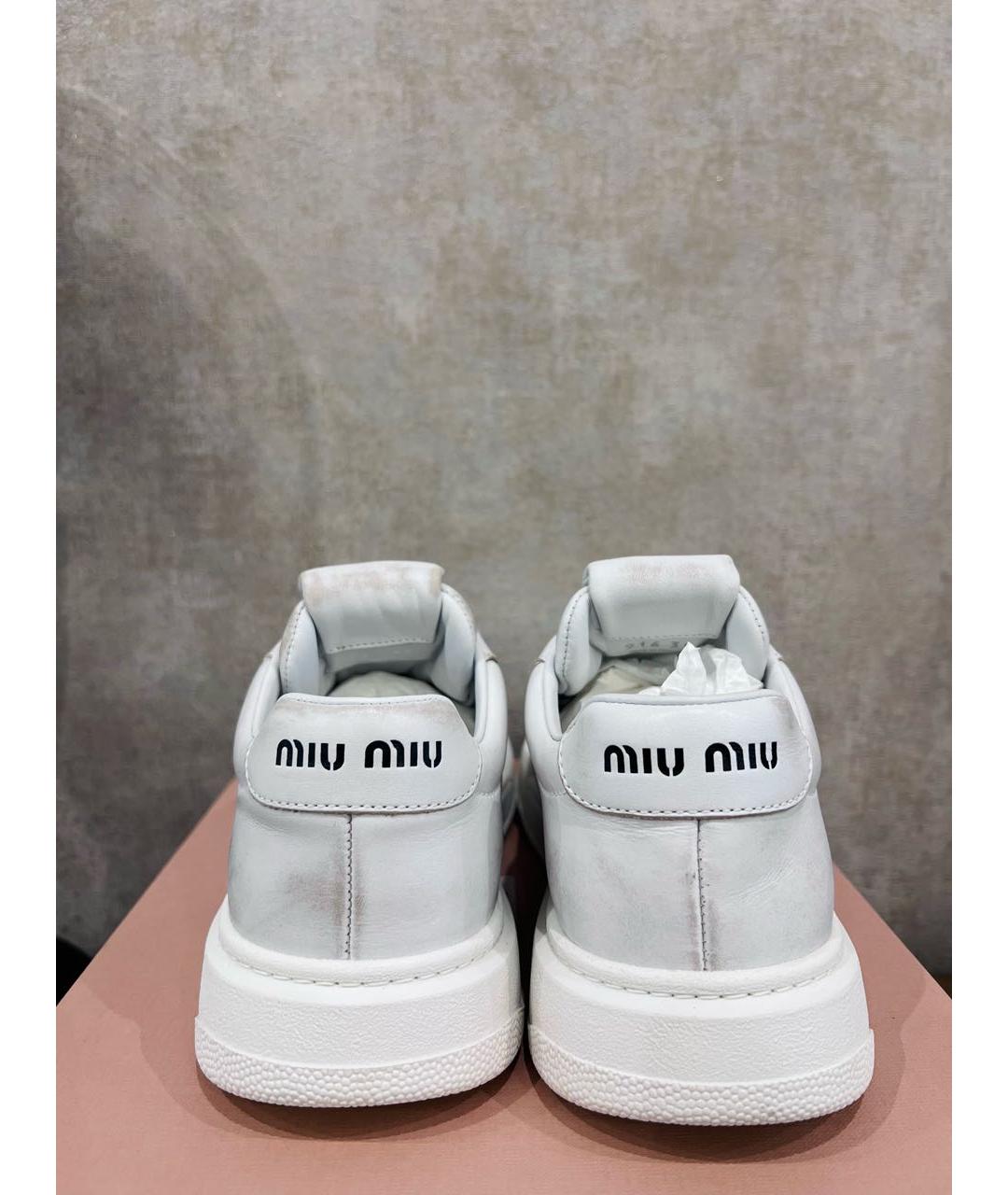 MIU MIU Белые кожаные кеды, фото 2