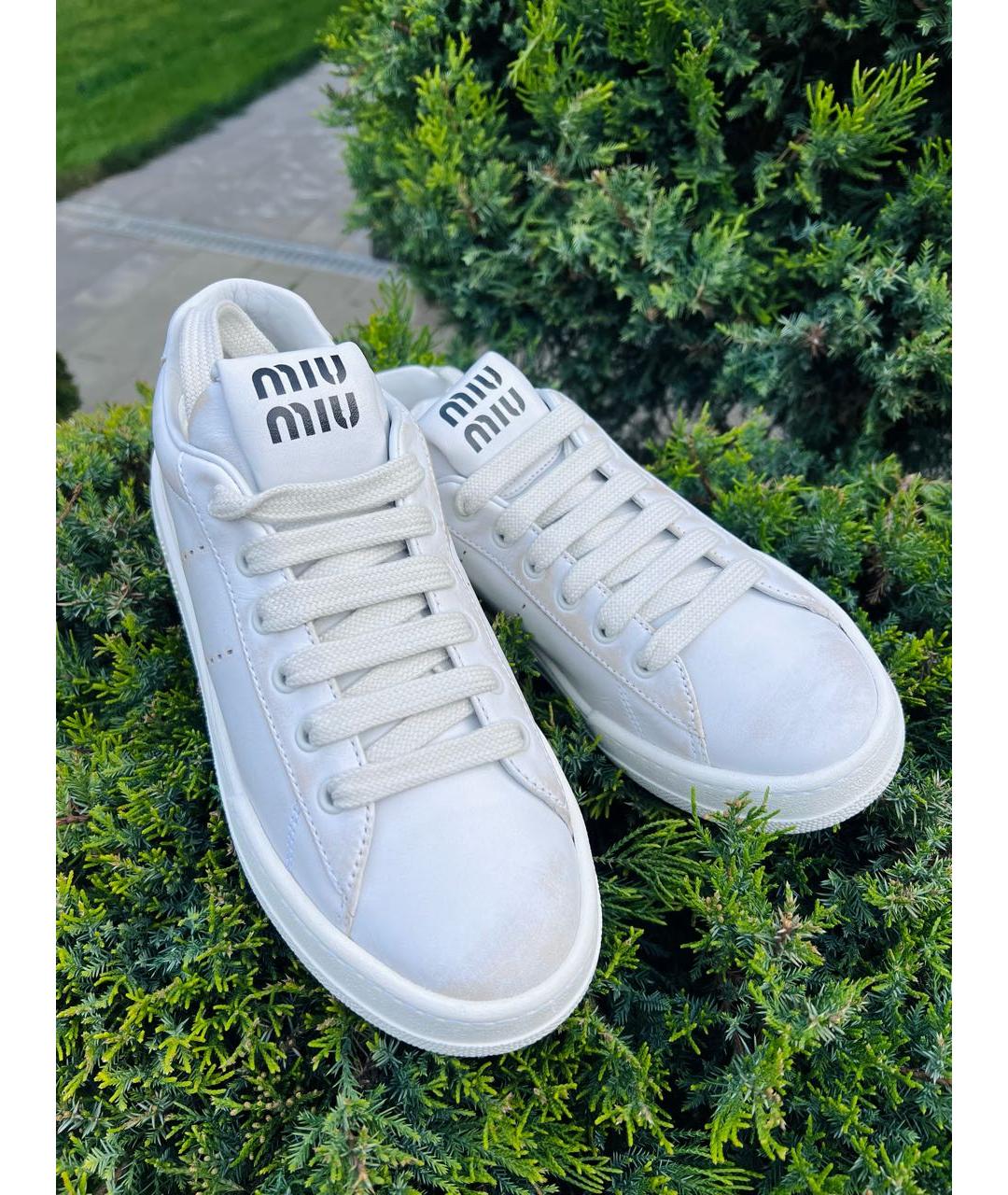 MIU MIU Белые кожаные кеды, фото 5