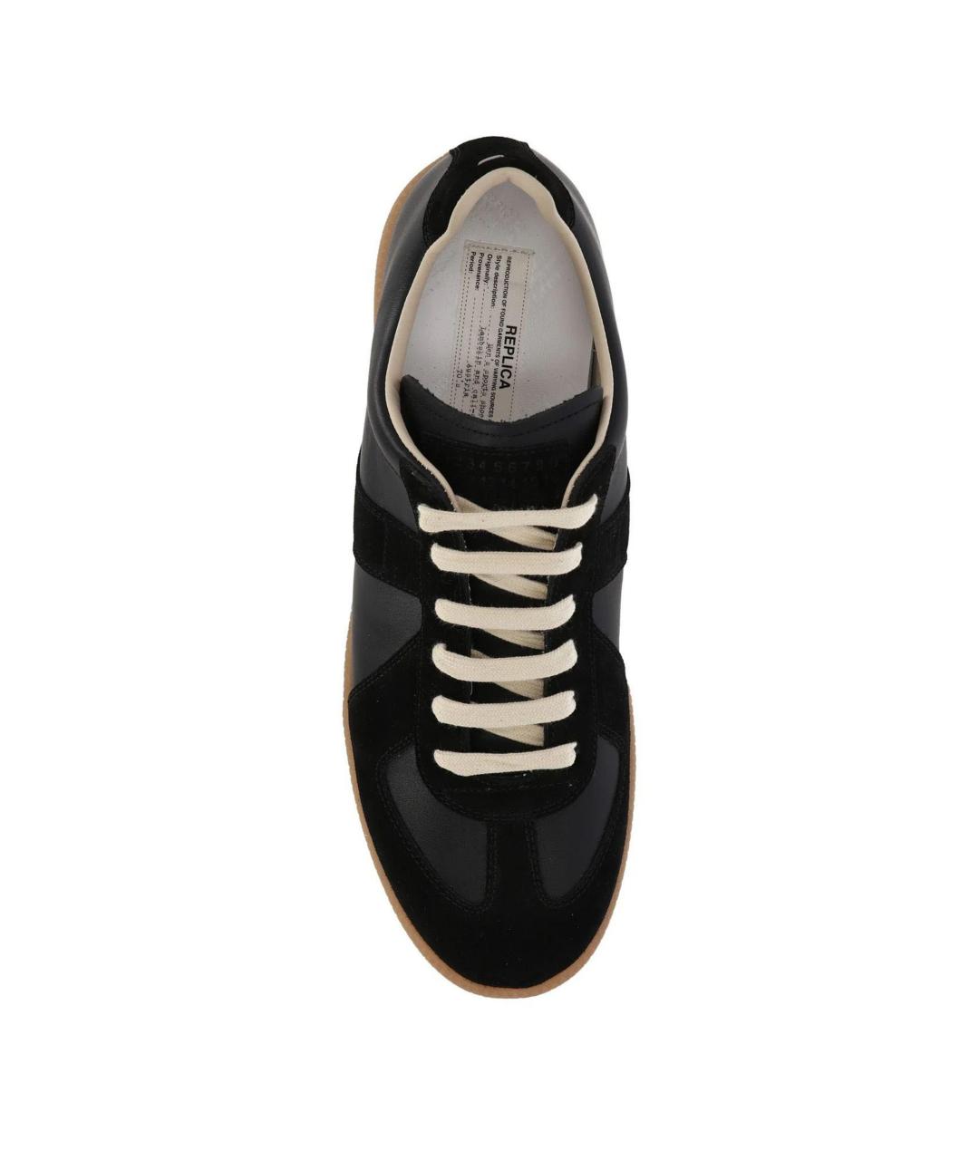 MAISON MARGIELA Черные кожаные низкие кроссовки / кеды, фото 4