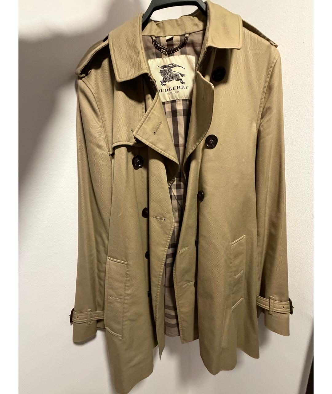 BURBERRY Бежевый хлопковый тренч / плащ, фото 5