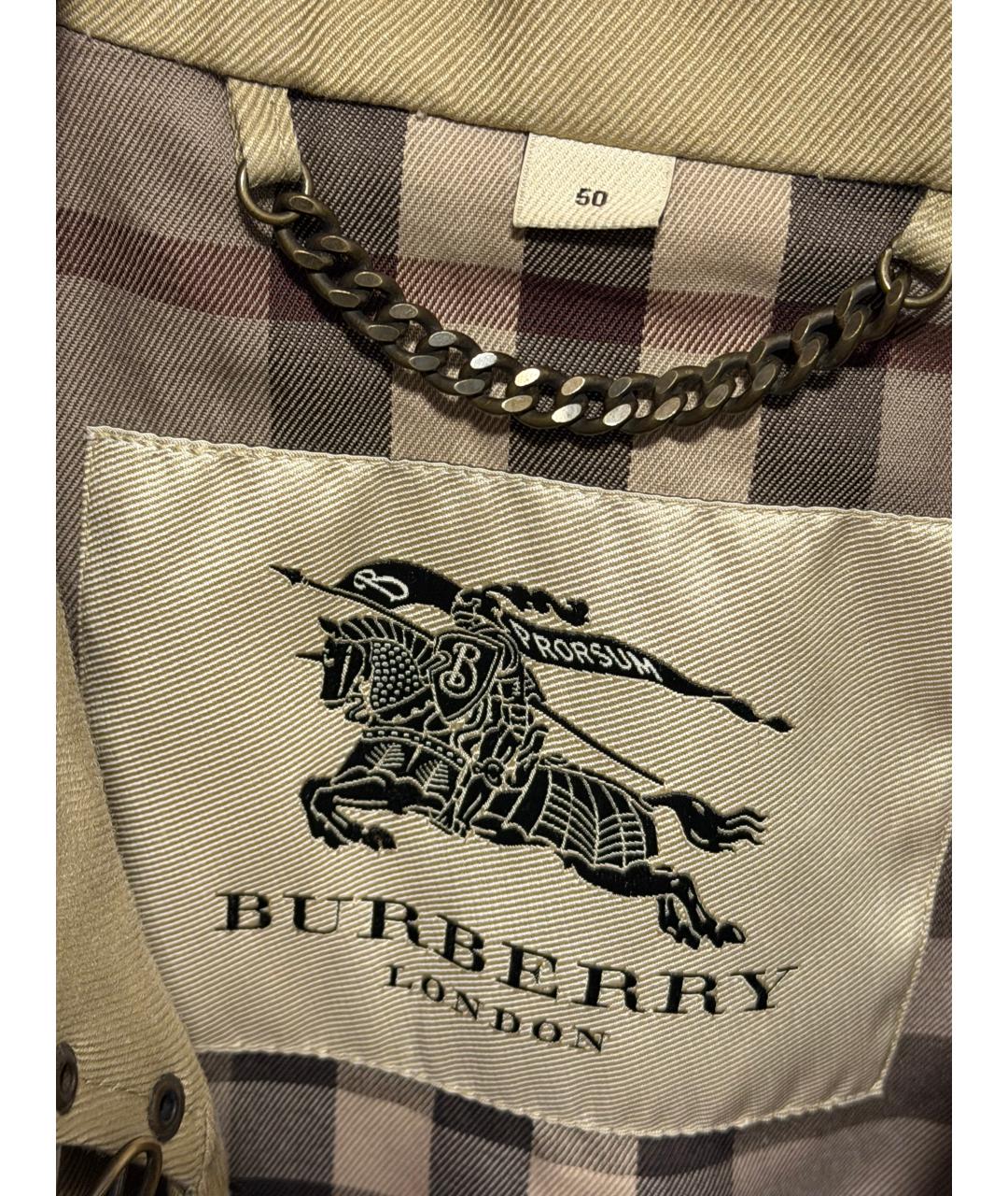 BURBERRY Бежевый хлопковый тренч / плащ, фото 3