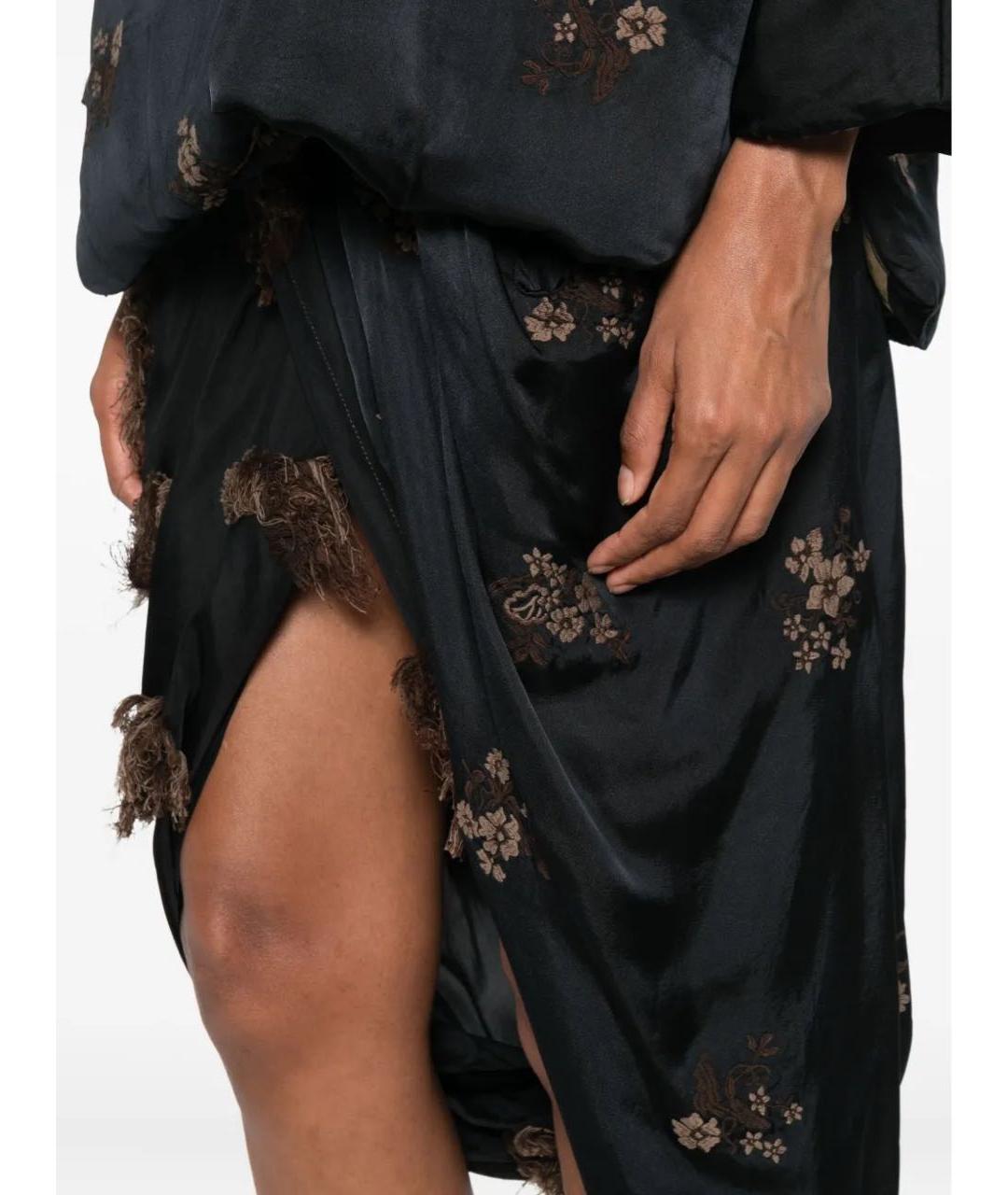 UMA WANG Черная хлопковая юбка макси, фото 4