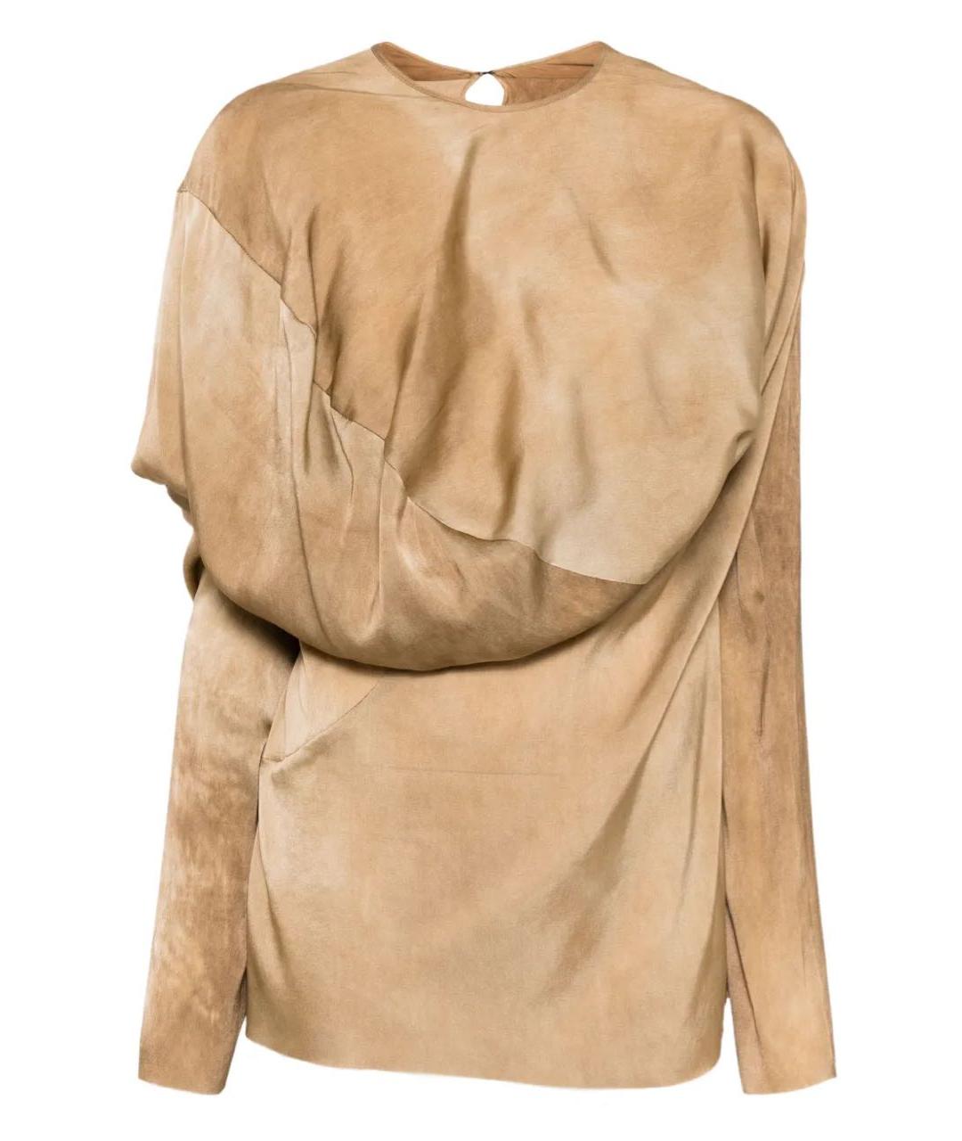 UMA WANG Бежевая шелковая блузы, фото 1