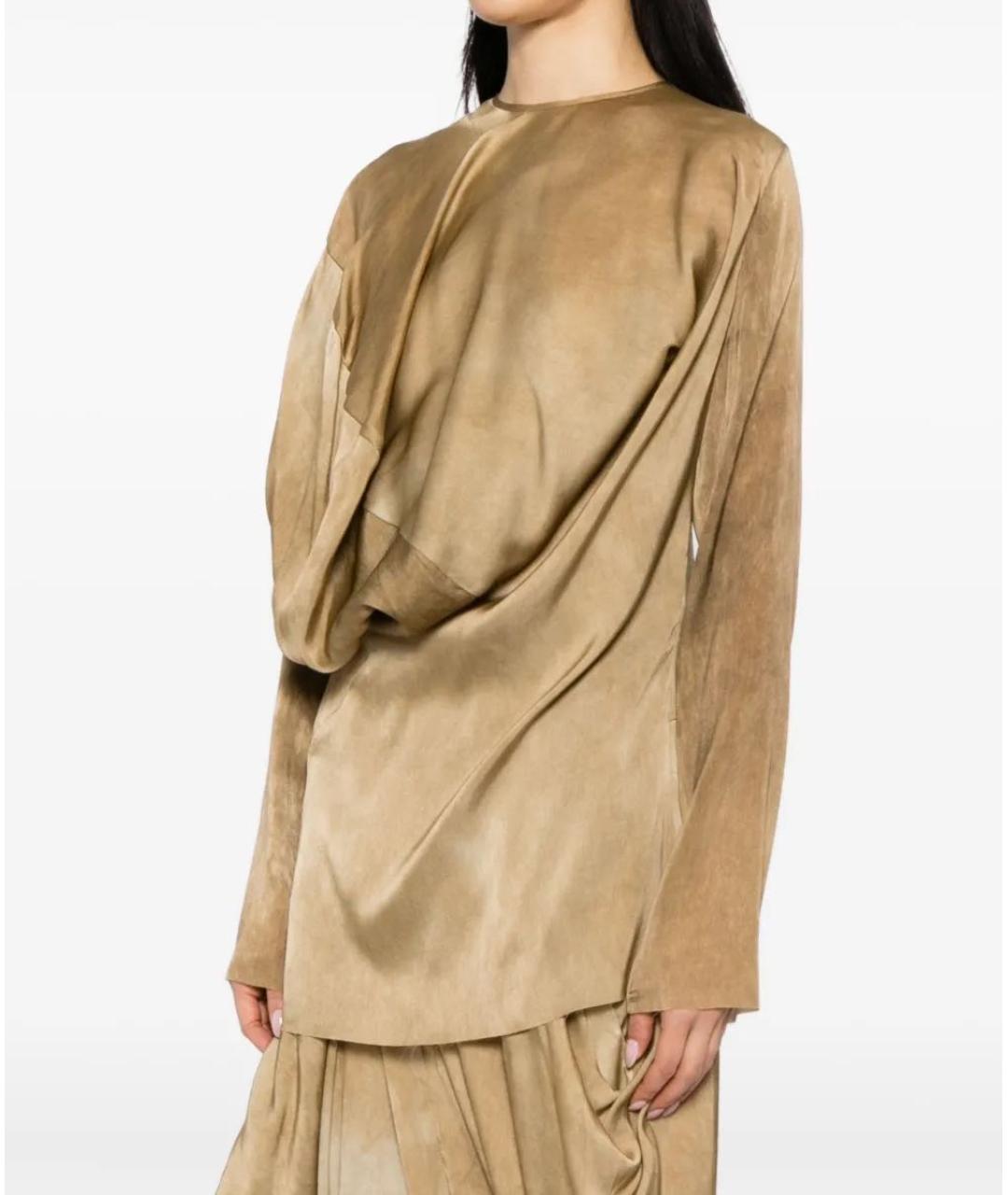 UMA WANG Бежевая шелковая блузы, фото 4