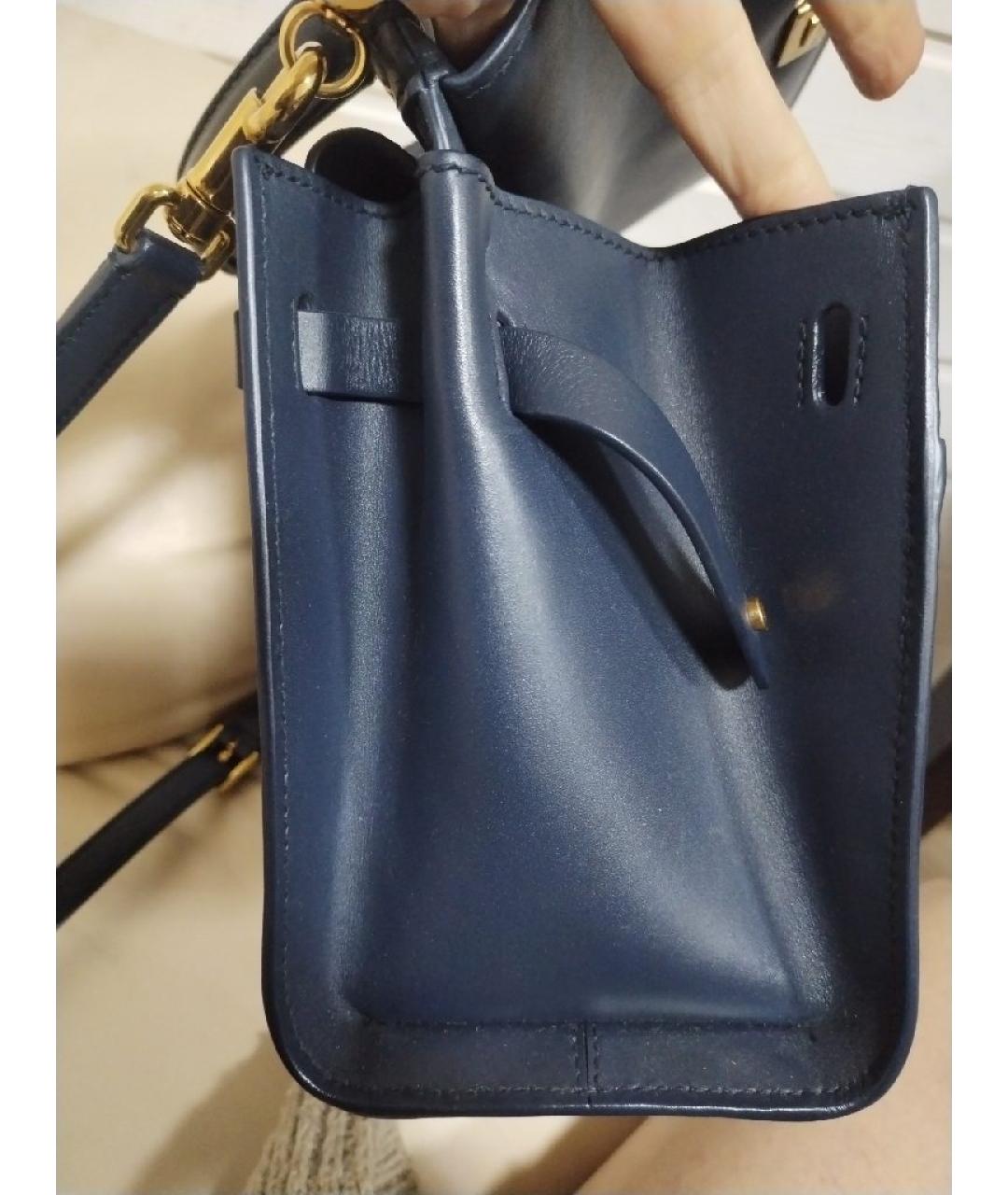 DOLCE&GABBANA Темно-синяя кожаная сумка через плечо, фото 7