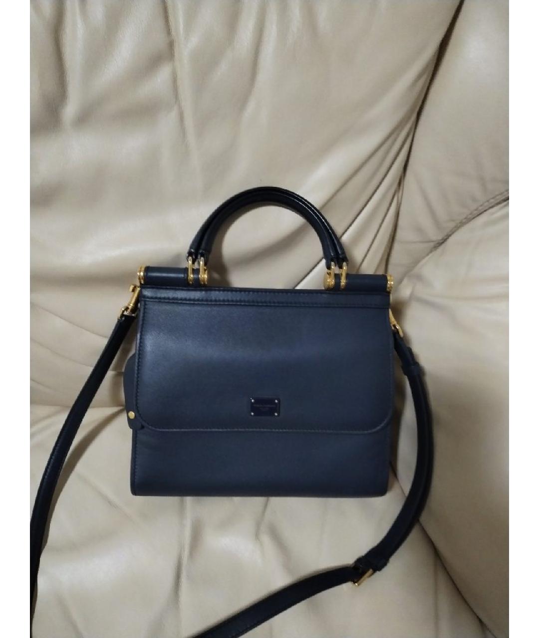 DOLCE&GABBANA Темно-синяя кожаная сумка через плечо, фото 10