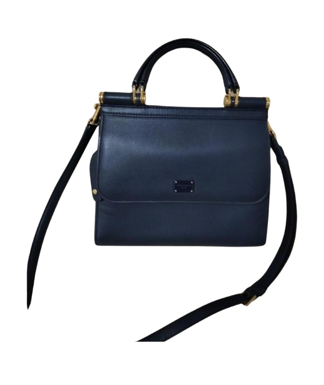 DOLCE&GABBANA Темно-синяя кожаная сумка через плечо, фото 1