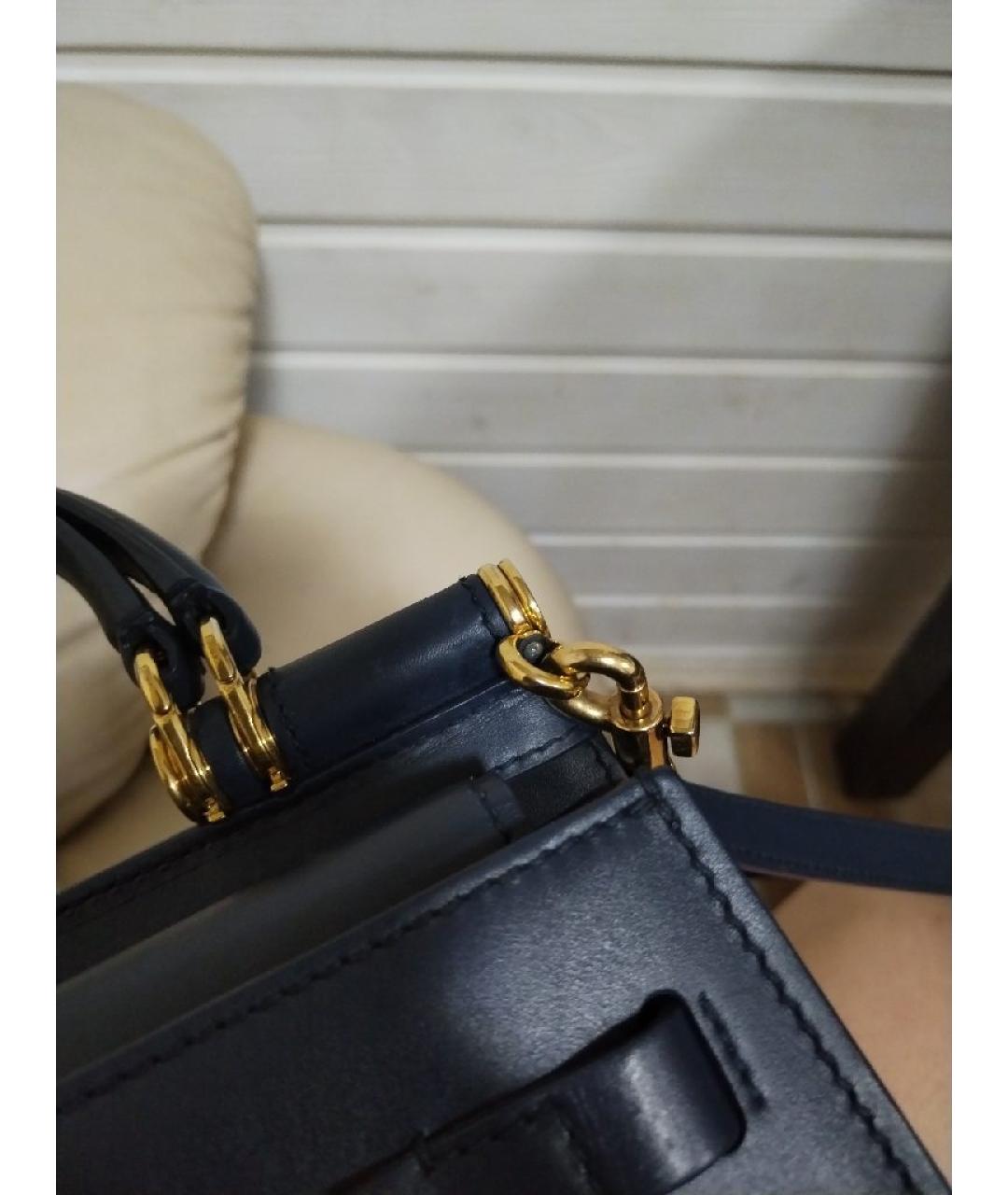 DOLCE&GABBANA Темно-синяя кожаная сумка через плечо, фото 4