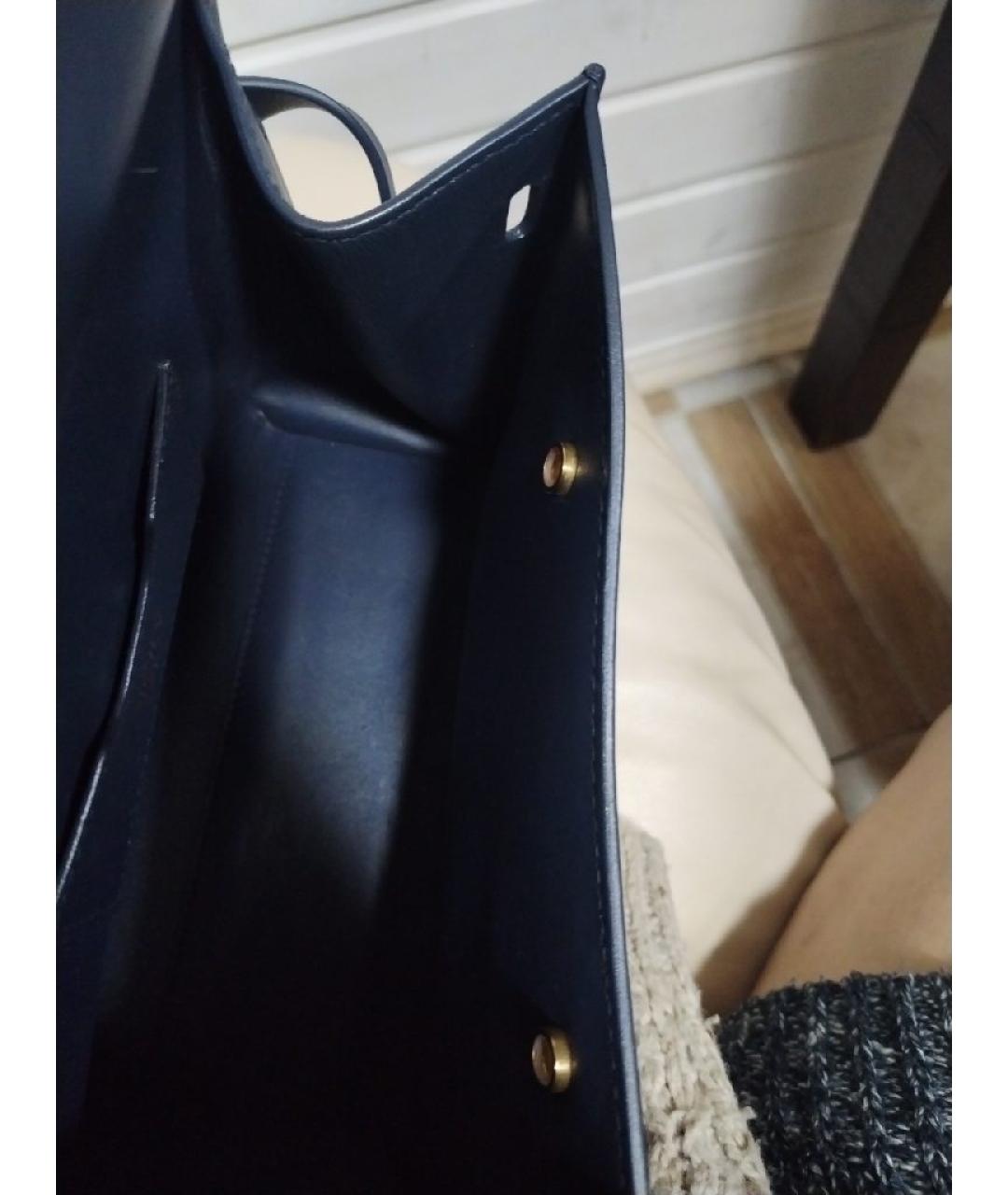 DOLCE&GABBANA Темно-синяя кожаная сумка через плечо, фото 6