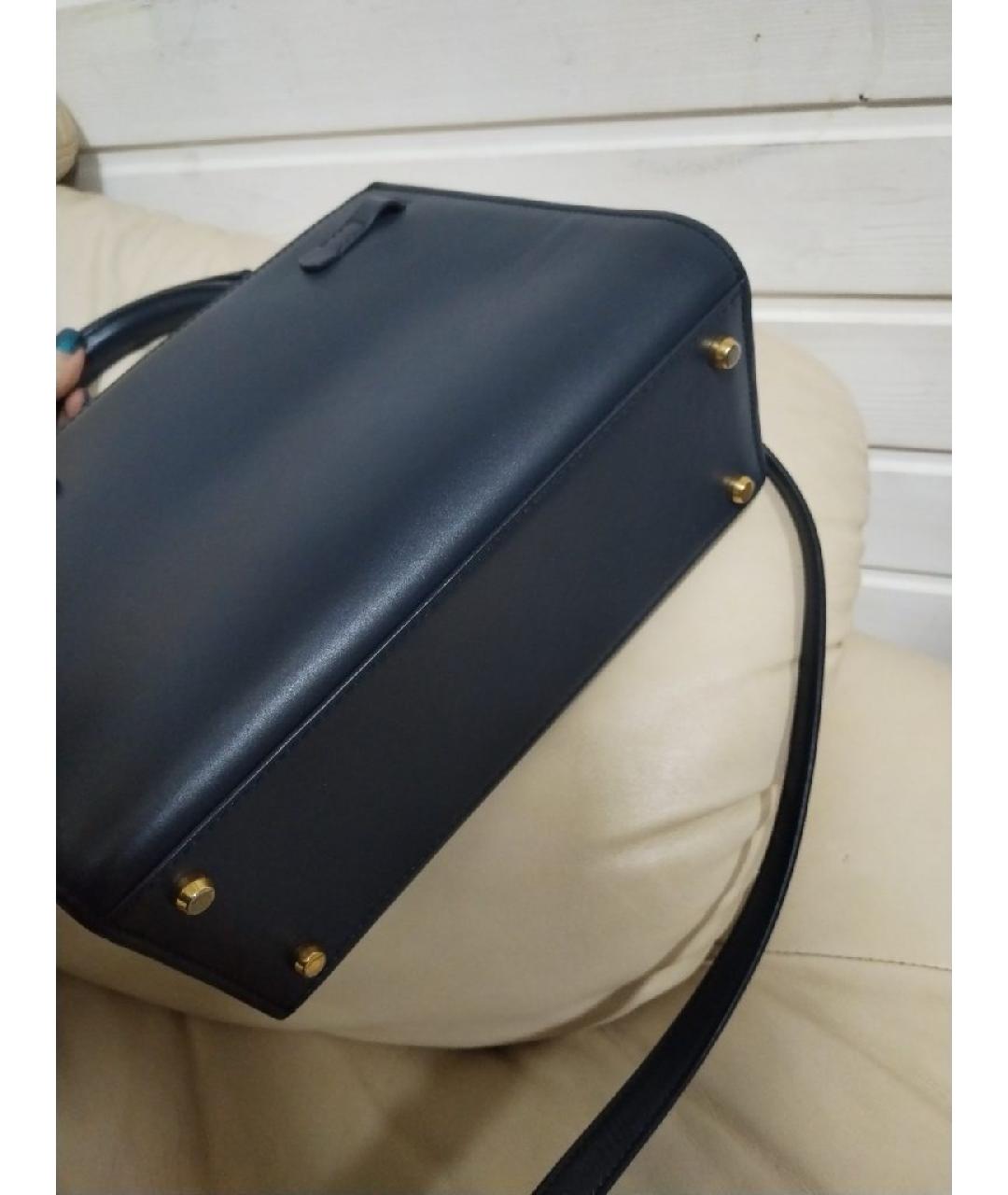 DOLCE&GABBANA Темно-синяя кожаная сумка через плечо, фото 3