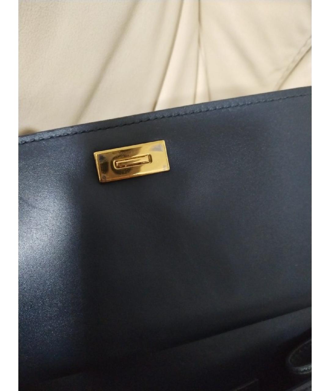 DOLCE&GABBANA Темно-синяя кожаная сумка через плечо, фото 9