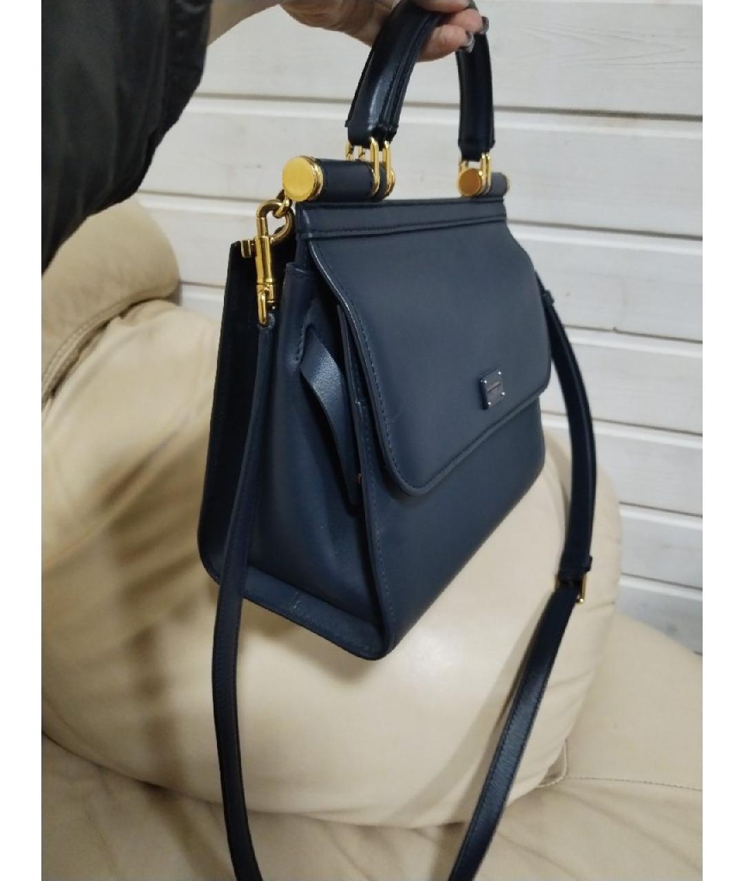 DOLCE&GABBANA Темно-синяя кожаная сумка через плечо, фото 8