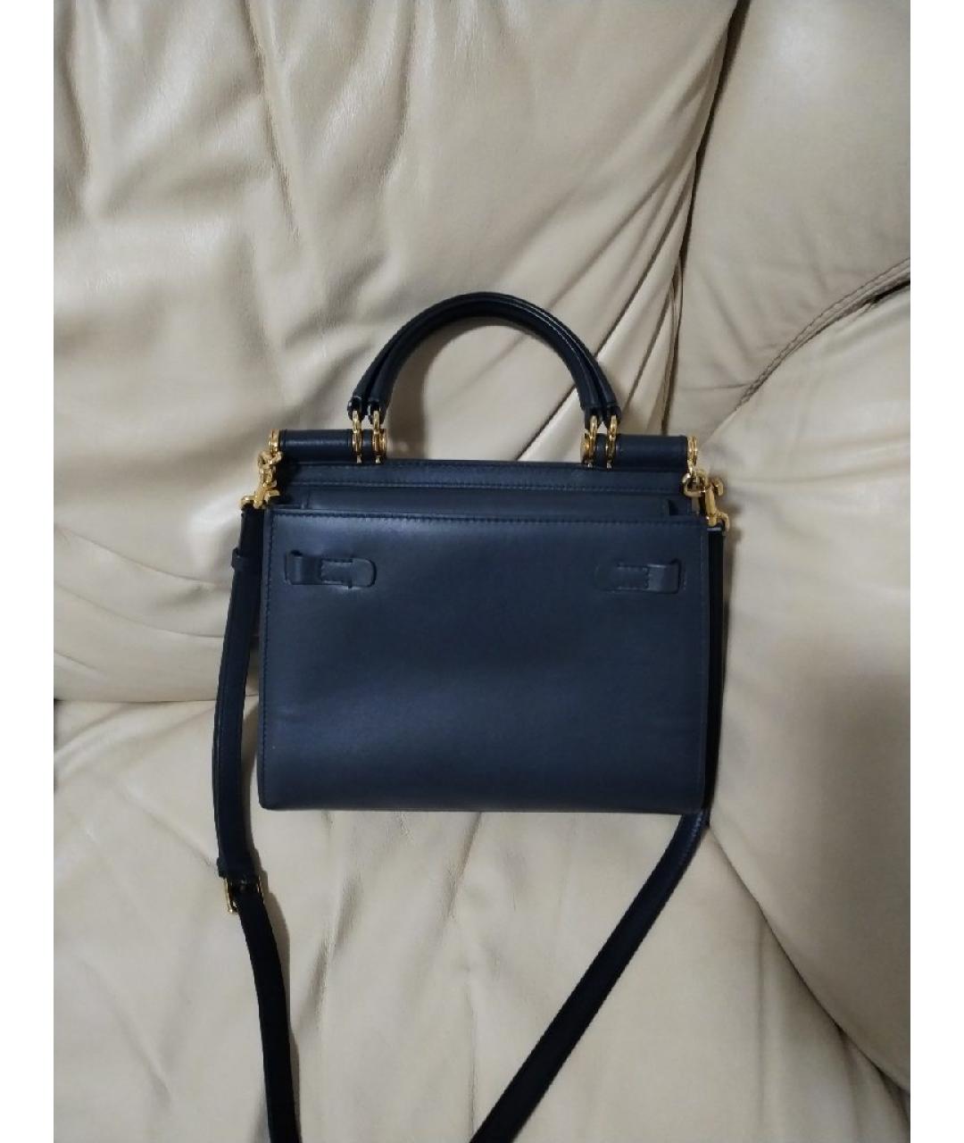 DOLCE&GABBANA Темно-синяя кожаная сумка через плечо, фото 2