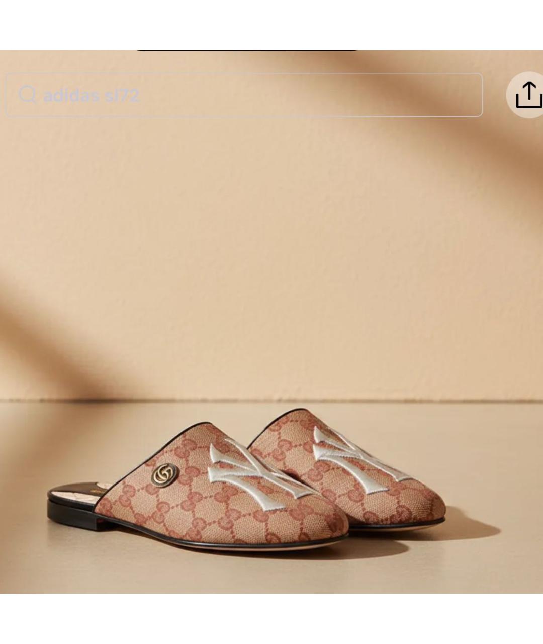 GUCCI Бежевые текстильные сабо, фото 5