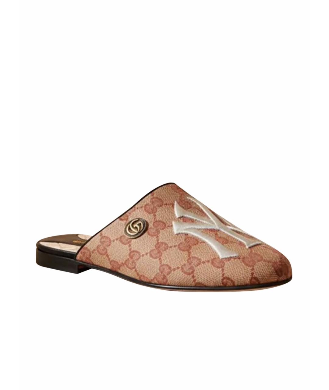 GUCCI Бежевые текстильные сабо, фото 1