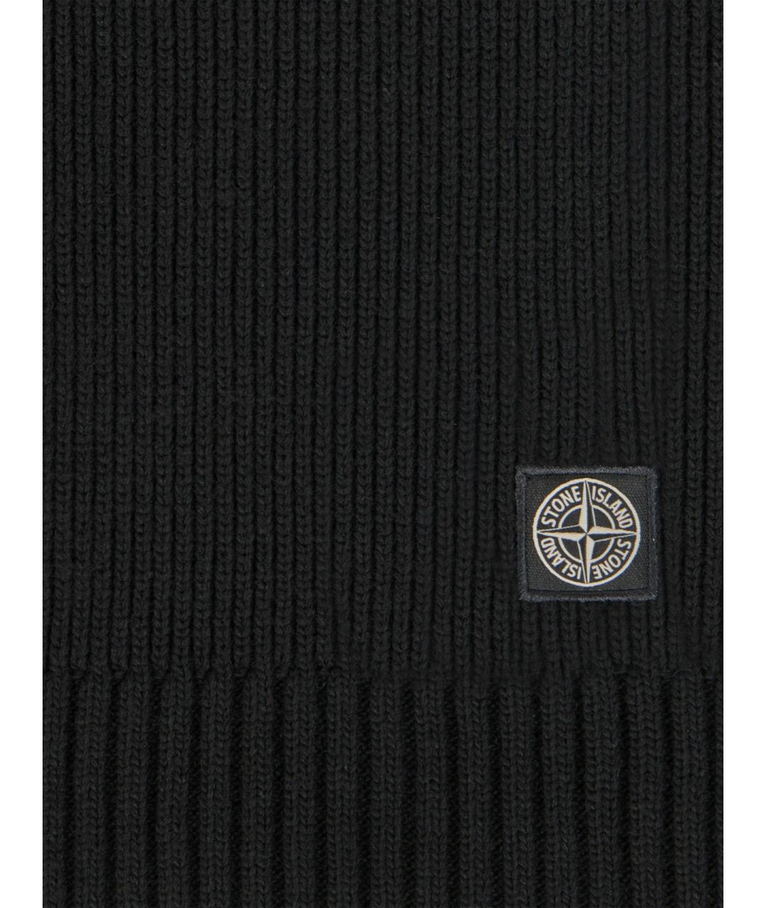 STONE ISLAND Черный шерстяной шарф, фото 3