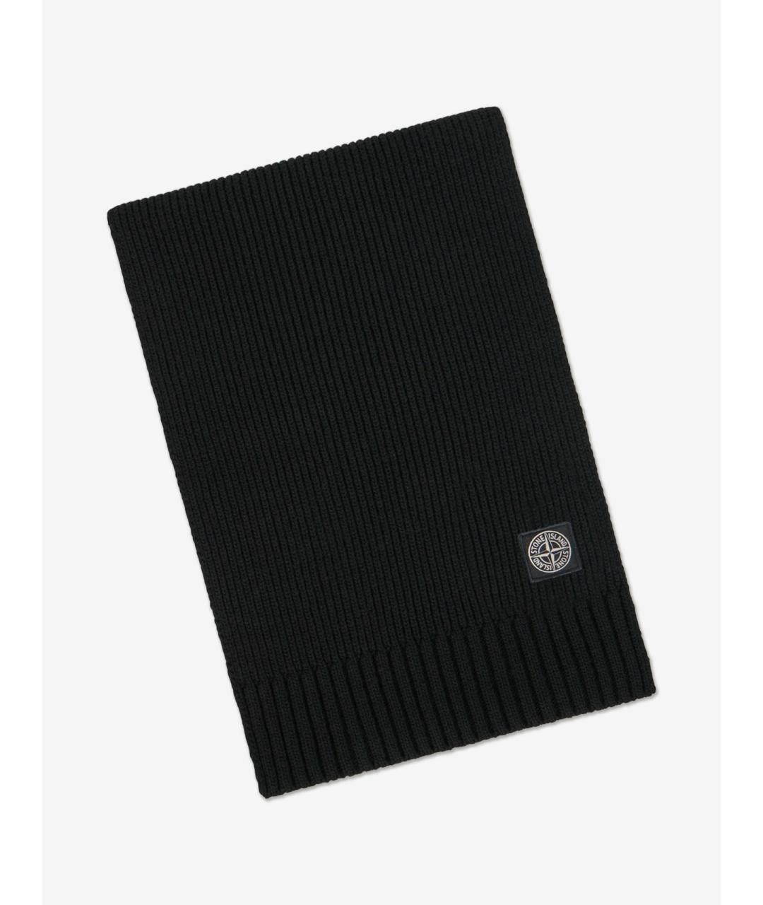 STONE ISLAND Черный шерстяной шарф, фото 2