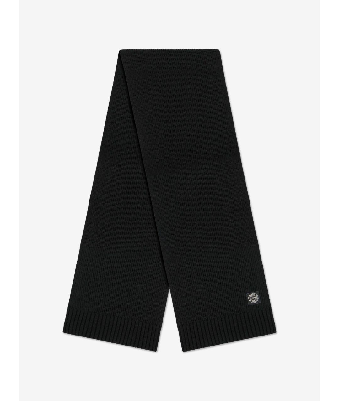 STONE ISLAND Черный шерстяной шарф, фото 10