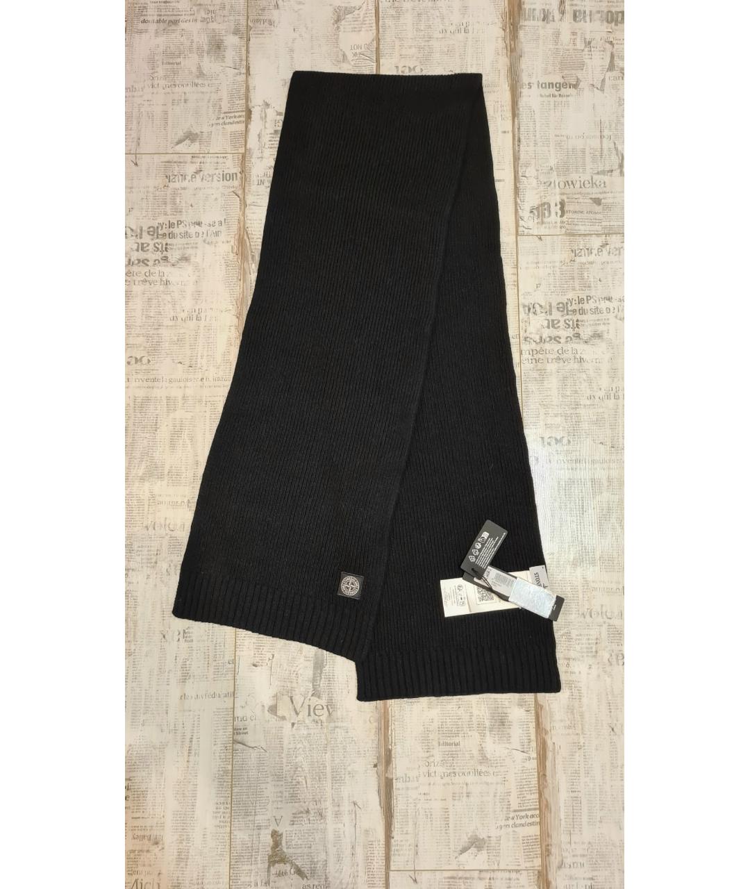 STONE ISLAND Черный шерстяной шарф, фото 4