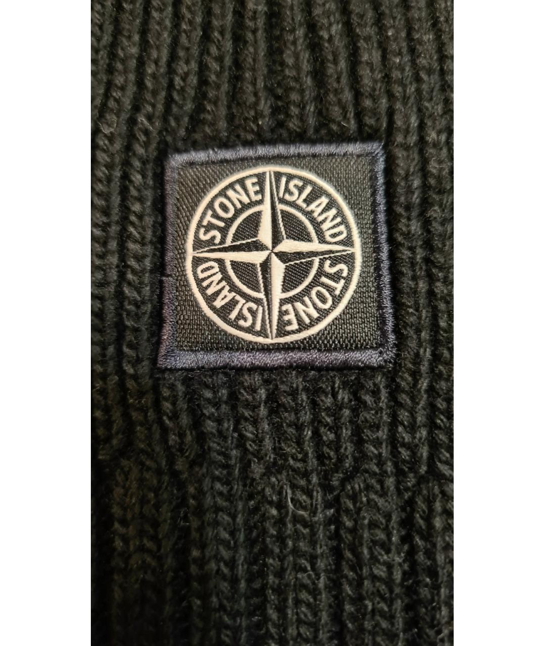 STONE ISLAND Черный шерстяной шарф, фото 6