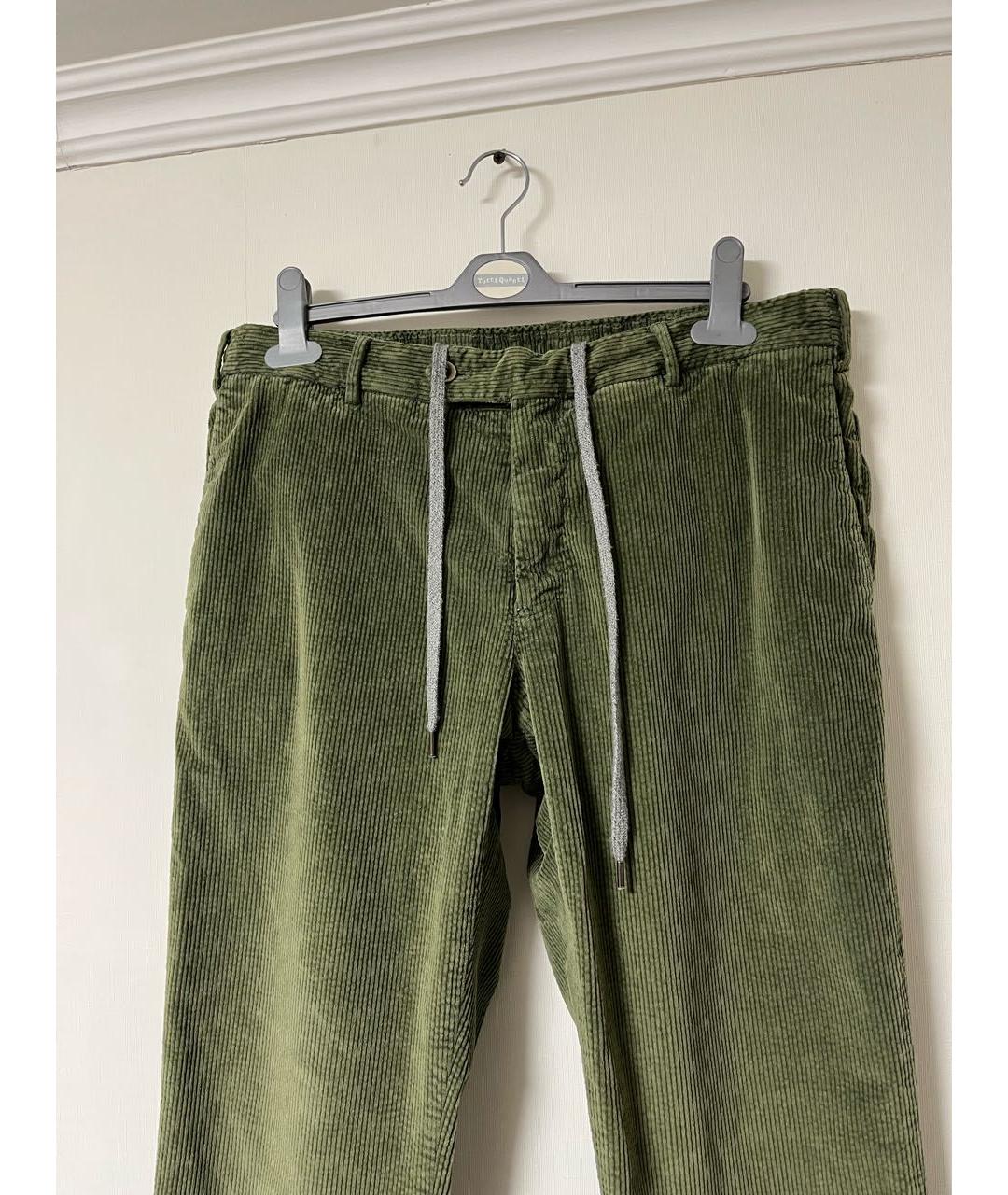 PT TORINO Зеленые хлопковые повседневные брюки, фото 3