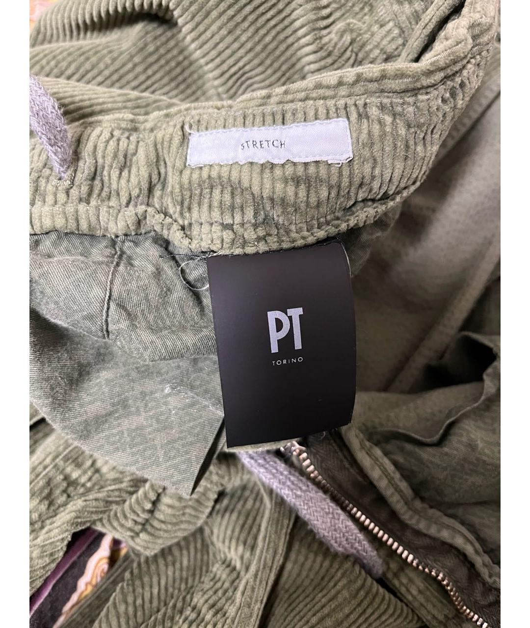 PT TORINO Зеленые хлопковые повседневные брюки, фото 5